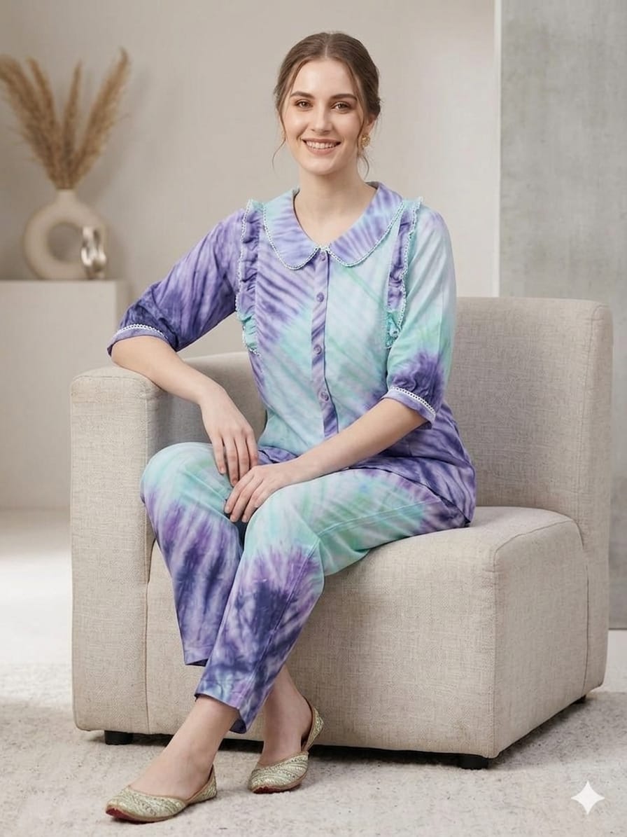 Silakaari Tie-Dye Co-Ord Set for Women|Stylish Printed Top & Pant Set
