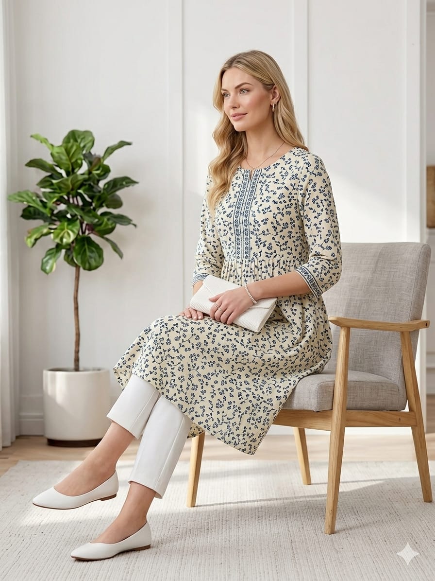 Silakaari Rayhana Cotton Printed Kurti Floral Print Ethnic Kurti
