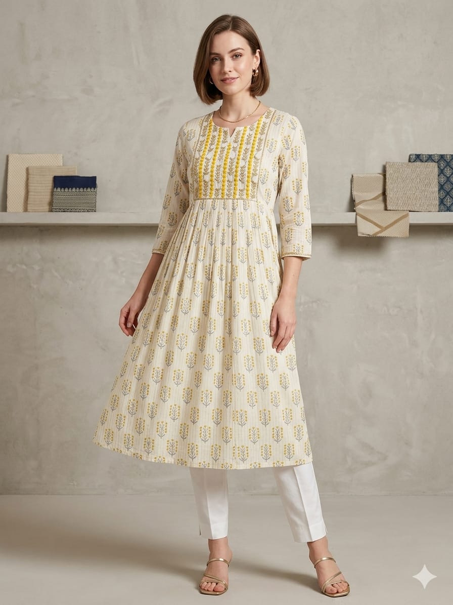 Silakaari Maheen Cotton Printed Ethnic Floral Print Kurta