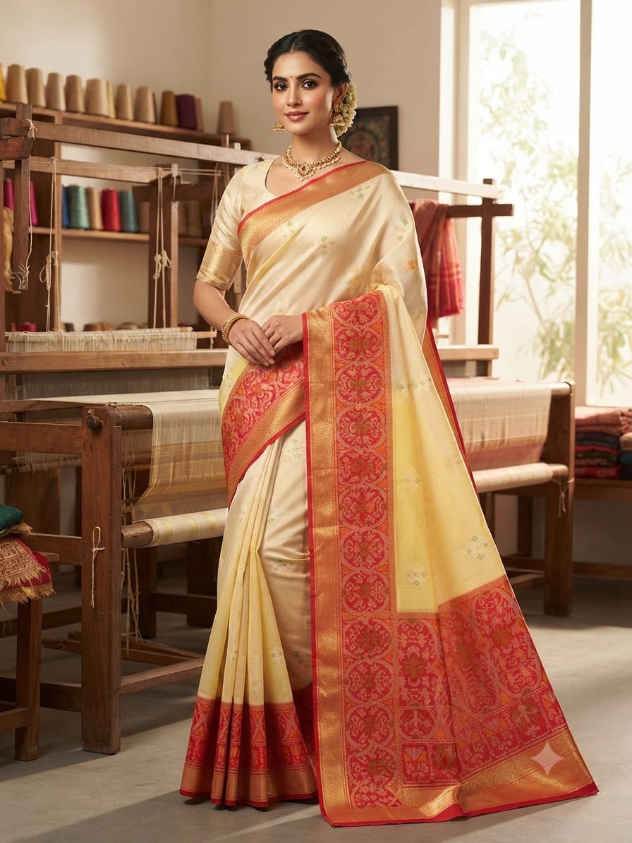 Silakaari Olivia Banarasi Zari Woven Malbari Premium Silk Saree – Rich Traditional Designer Saree with Zari Border