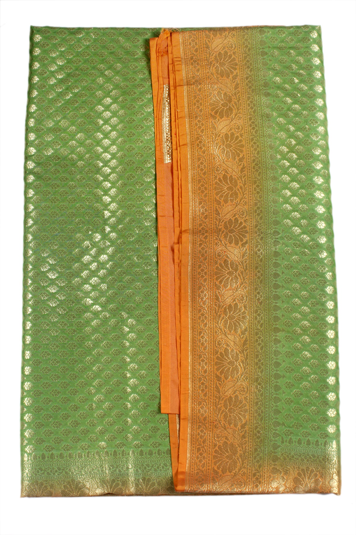 Silakaari Women's Green-Yellow Zari Banarasi saree