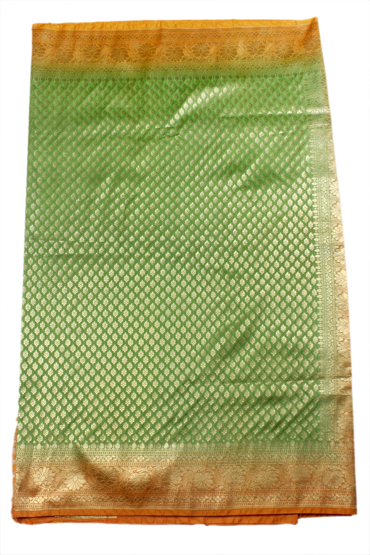 Silakaari Women's Green-Yellow Zari Banarasi saree
