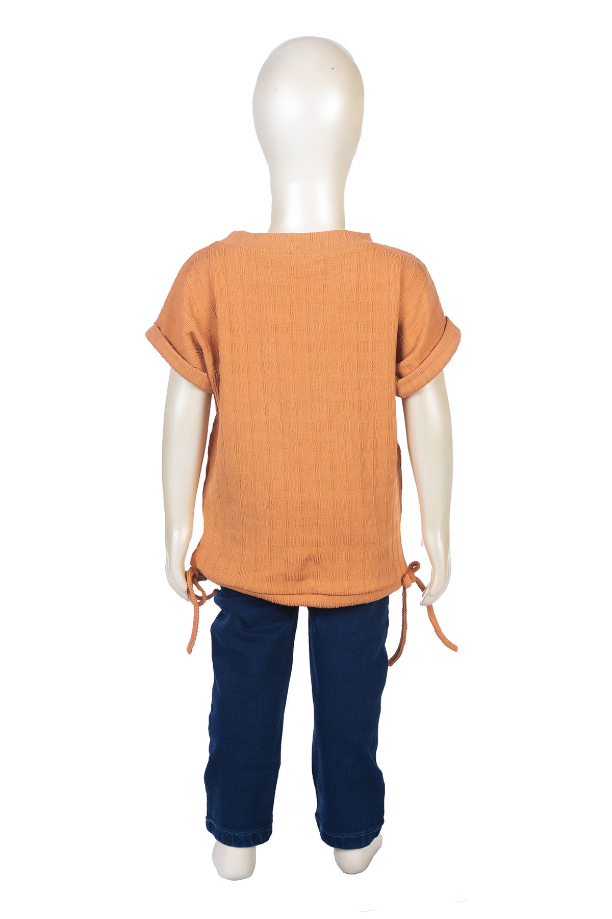 Silakaari Sonic Brown T-Shirt With Blue Denim Jeans Set For Girls