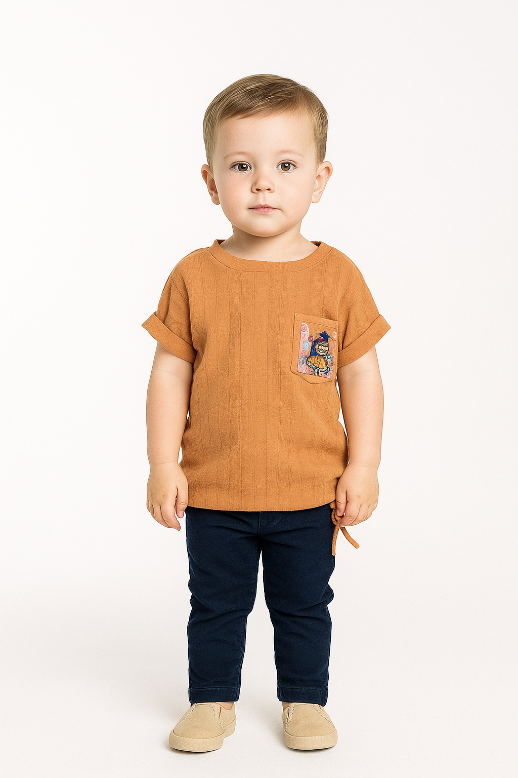 Silakaari Sonic Brown T-Shirt With Blue Denim Jeans Set For Girls