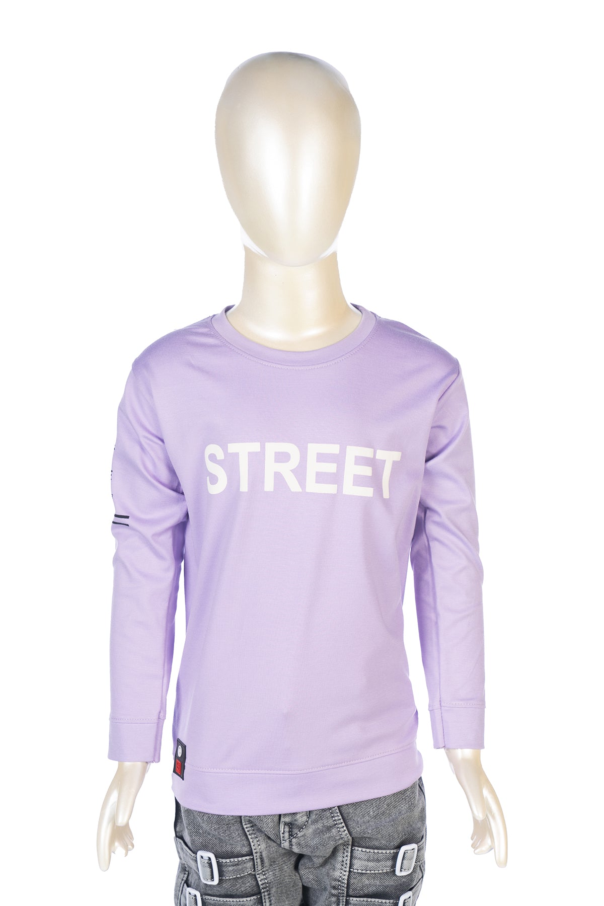 Silakaari Boker Purple T-Shirt With Grey Denim Jeans Set For Boys