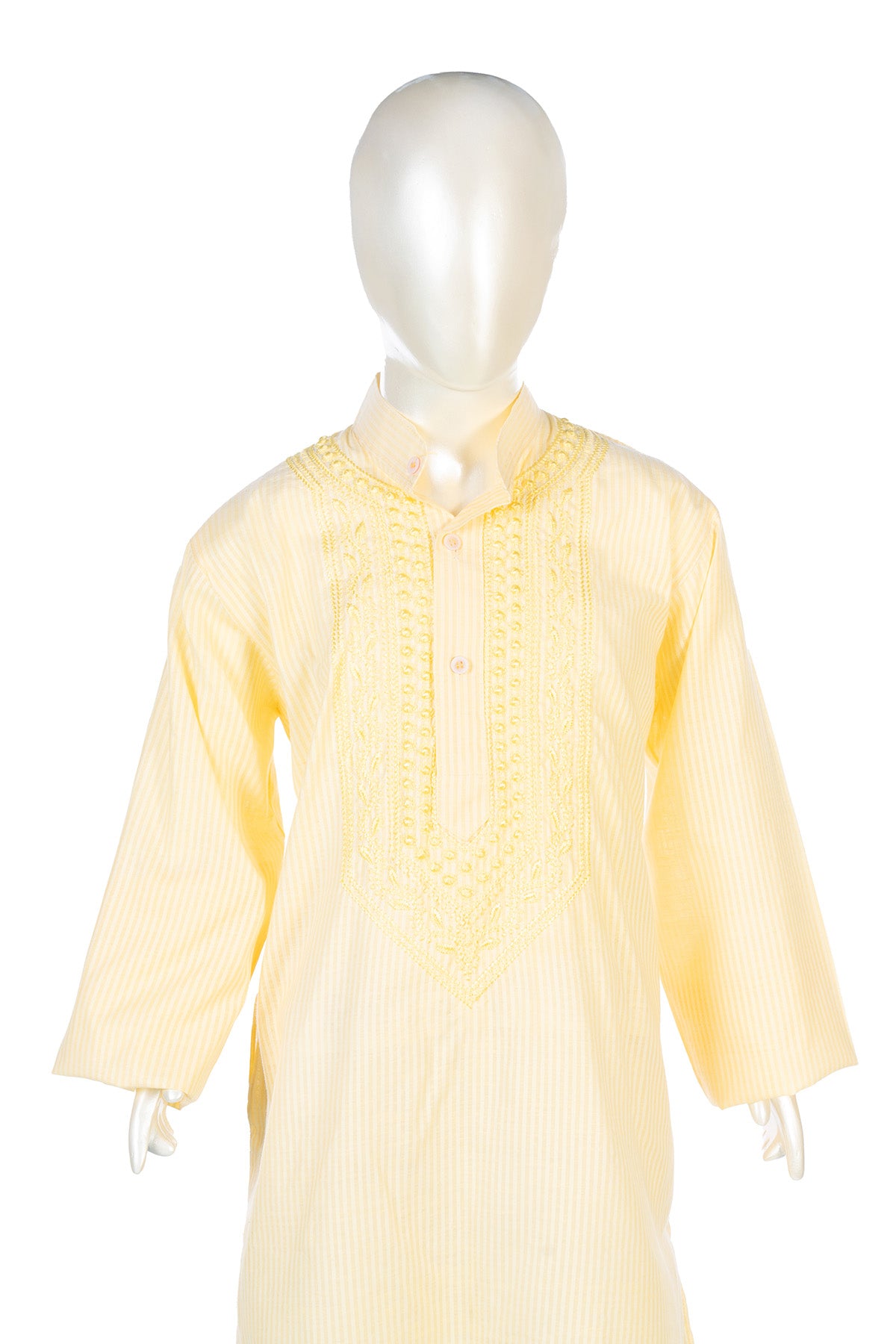Silakaari Adwik Beige-White Pure Lucknowi Chikankari Kurta Pyjama Set For Boys