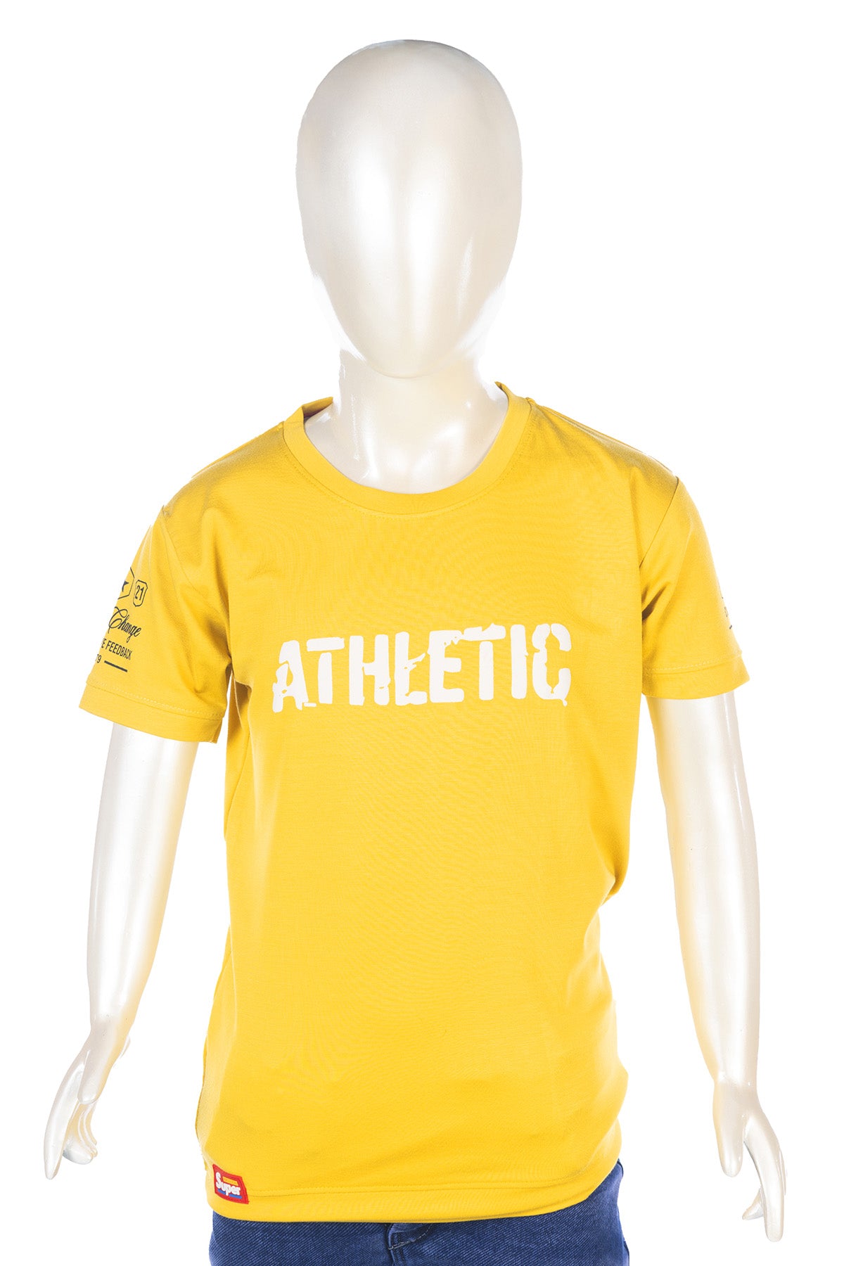 Silakaari Beck Mustard T-Shirt With Blue Solid Denim Jeans Set For Boys