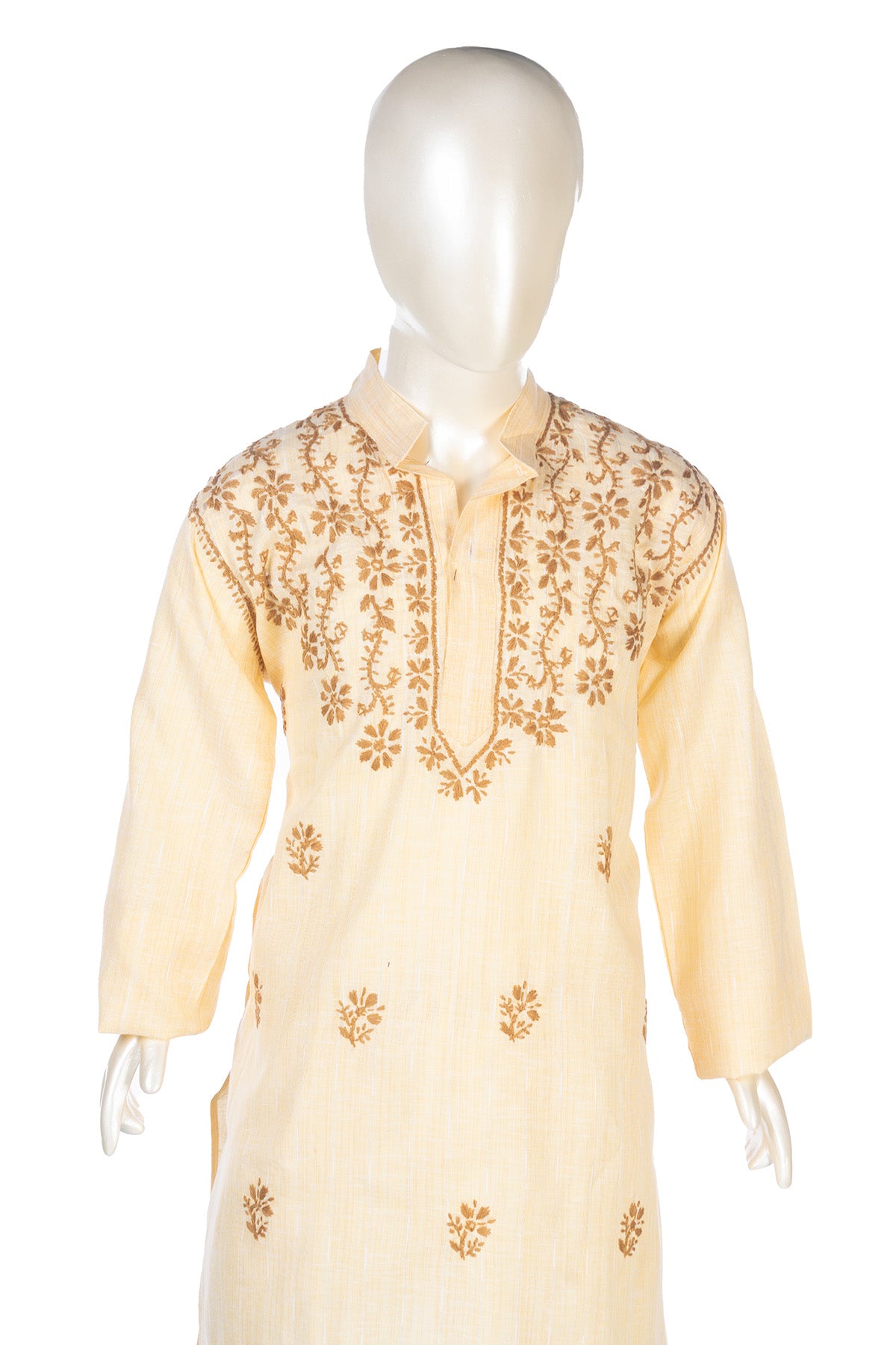Silakaari Aayan Beige-Brown Pure Lucknowi Chikankari Kurta Pyjama Set For Boys