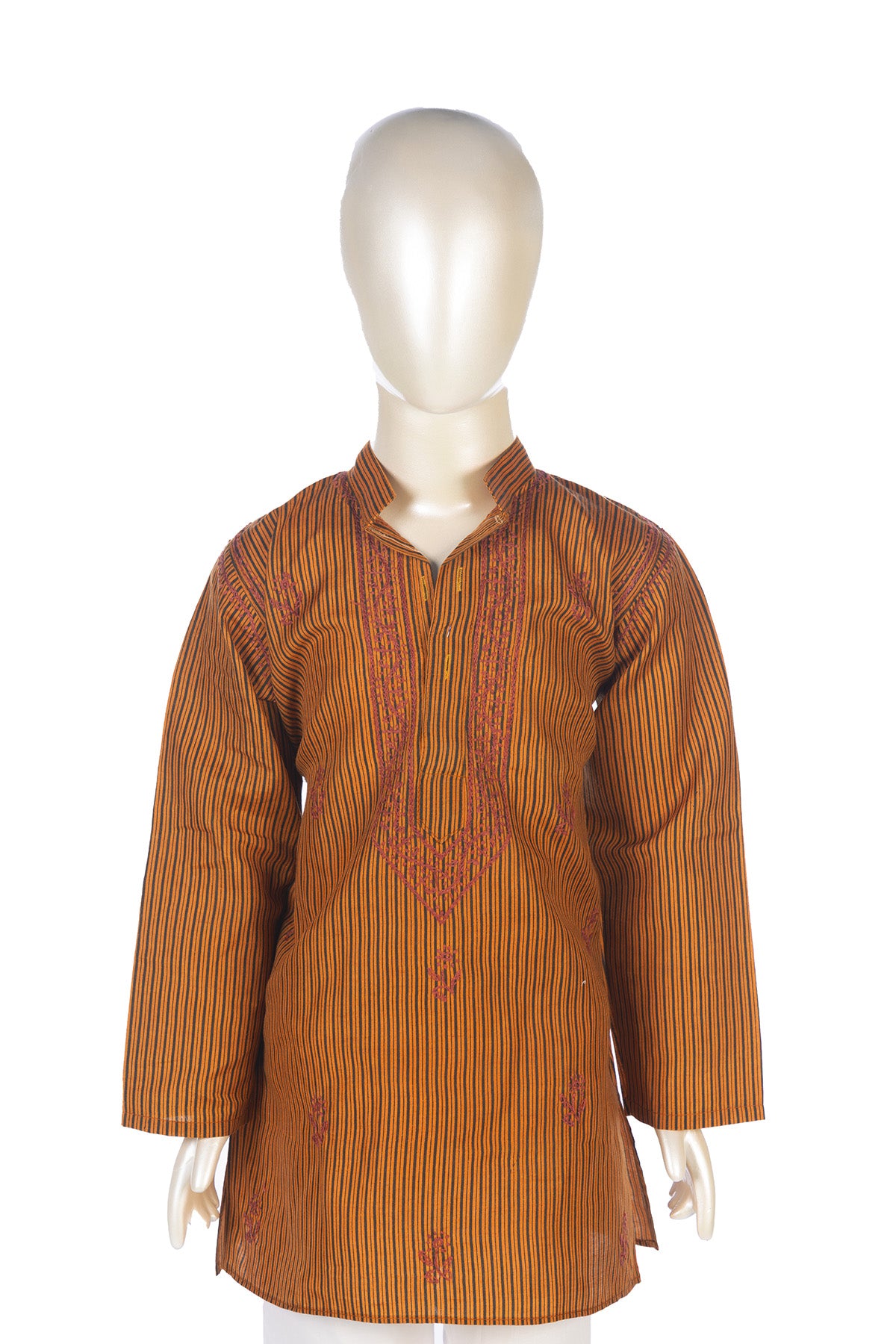 Silakaari Shaurya Brown-Black Pure Lucknowi Chikankari Kurta Pyjama Set For Boys