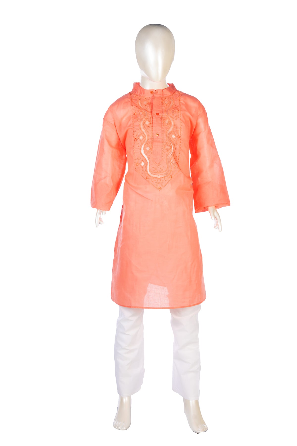 Silakaari Zohan Pink Pure Lucknowi Chikankari Kurta Pyjama Set For Boys