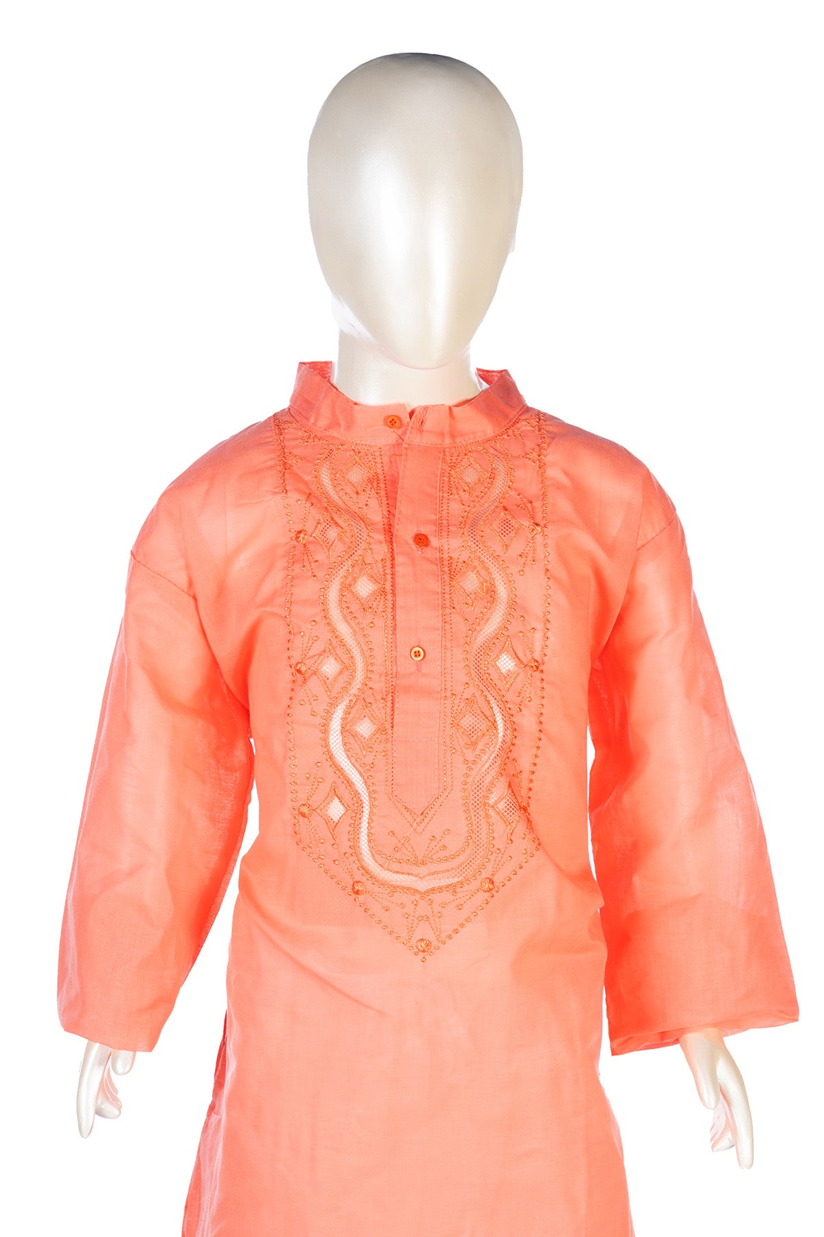 Silakaari Zohan Pink Pure Lucknowi Chikankari Kurta Pyjama Set For Boys