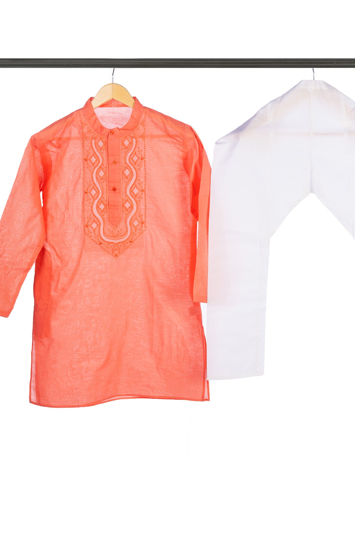 Silakaari Zohan Pink Pure Lucknowi Chikankari Kurta Pyjama Set For Boys