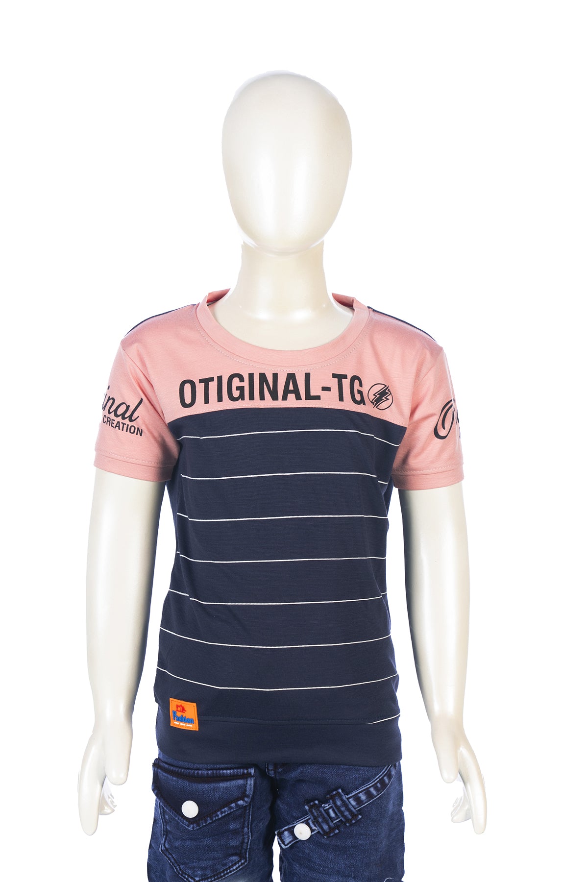 Silakaari Kace Blue Striped T-Shirt With Blue Denim Jeans Set For Boys