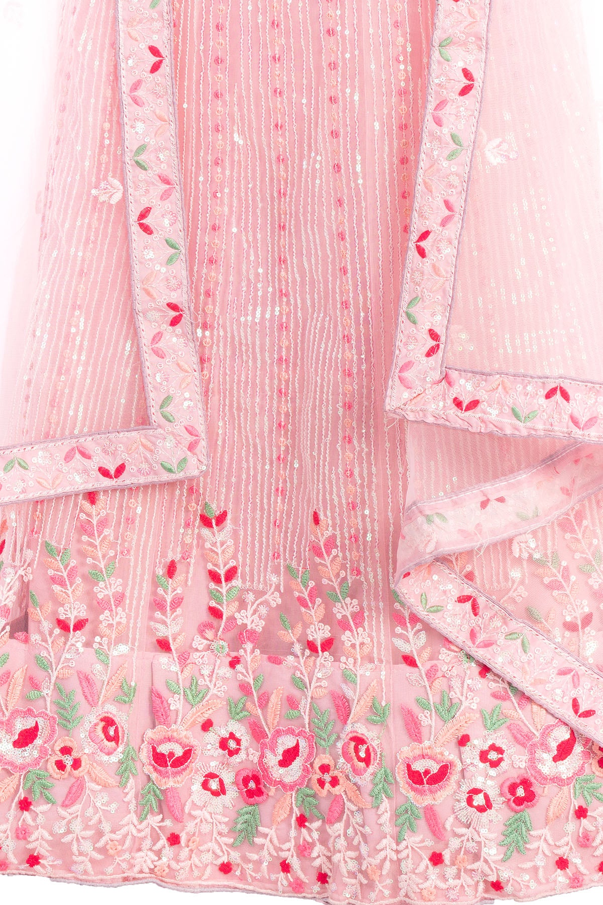 Silakaari Pink Pure Sequin Fancy Heavy Embroidery Unstitched Lehenga Sharara Set