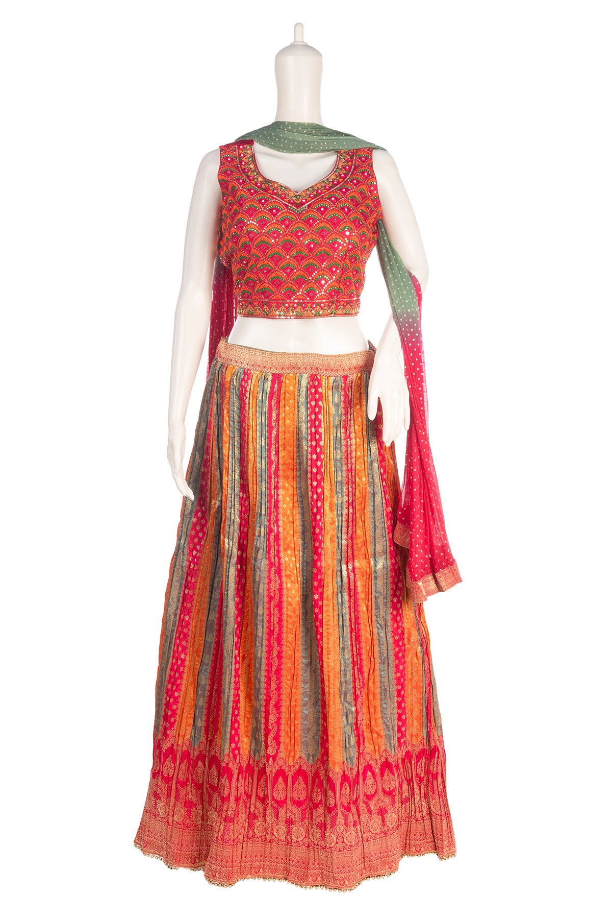 Silakaari Fancy Jaipuri Bandhani Silk Party Wear Lehenga Sharara set