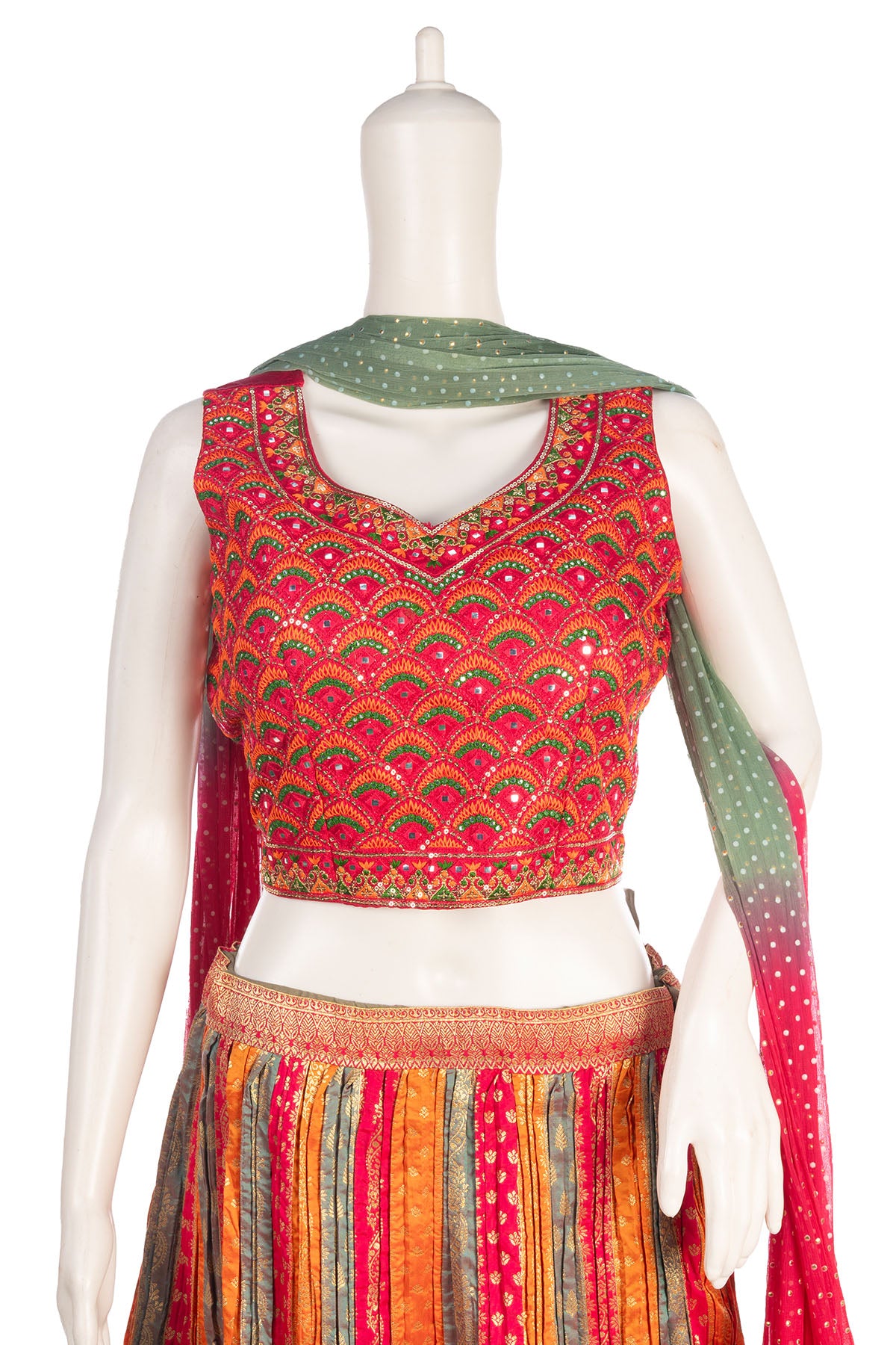 Silakaari Fancy Jaipuri Bandhani Silk Party Wear Lehenga Sharara set