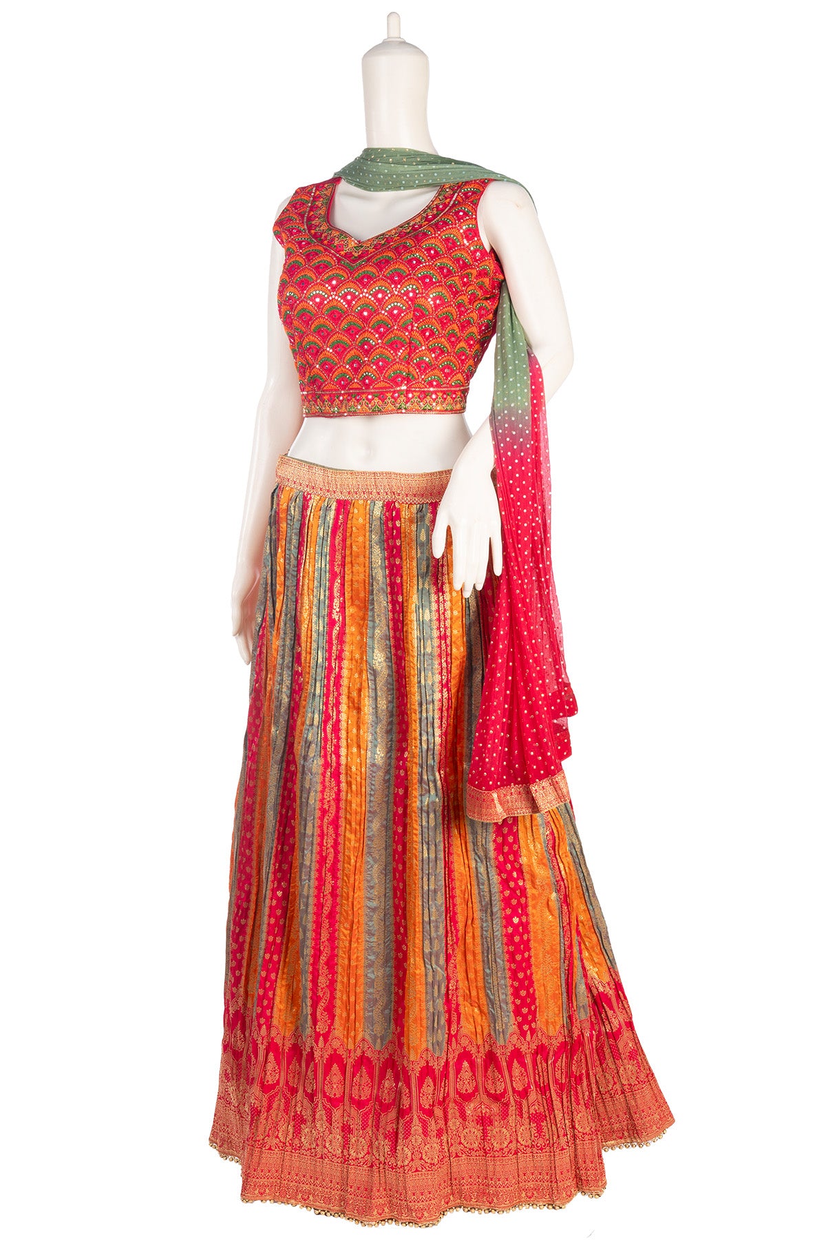 Silakaari Fancy Jaipuri Bandhani Silk Party Wear Lehenga Sharara set