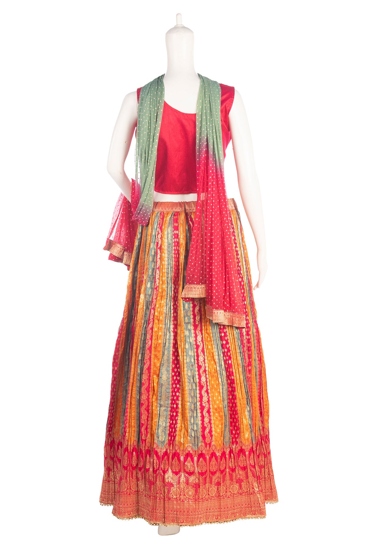 Silakaari Fancy Jaipuri Bandhani Silk Party Wear Lehenga Sharara set