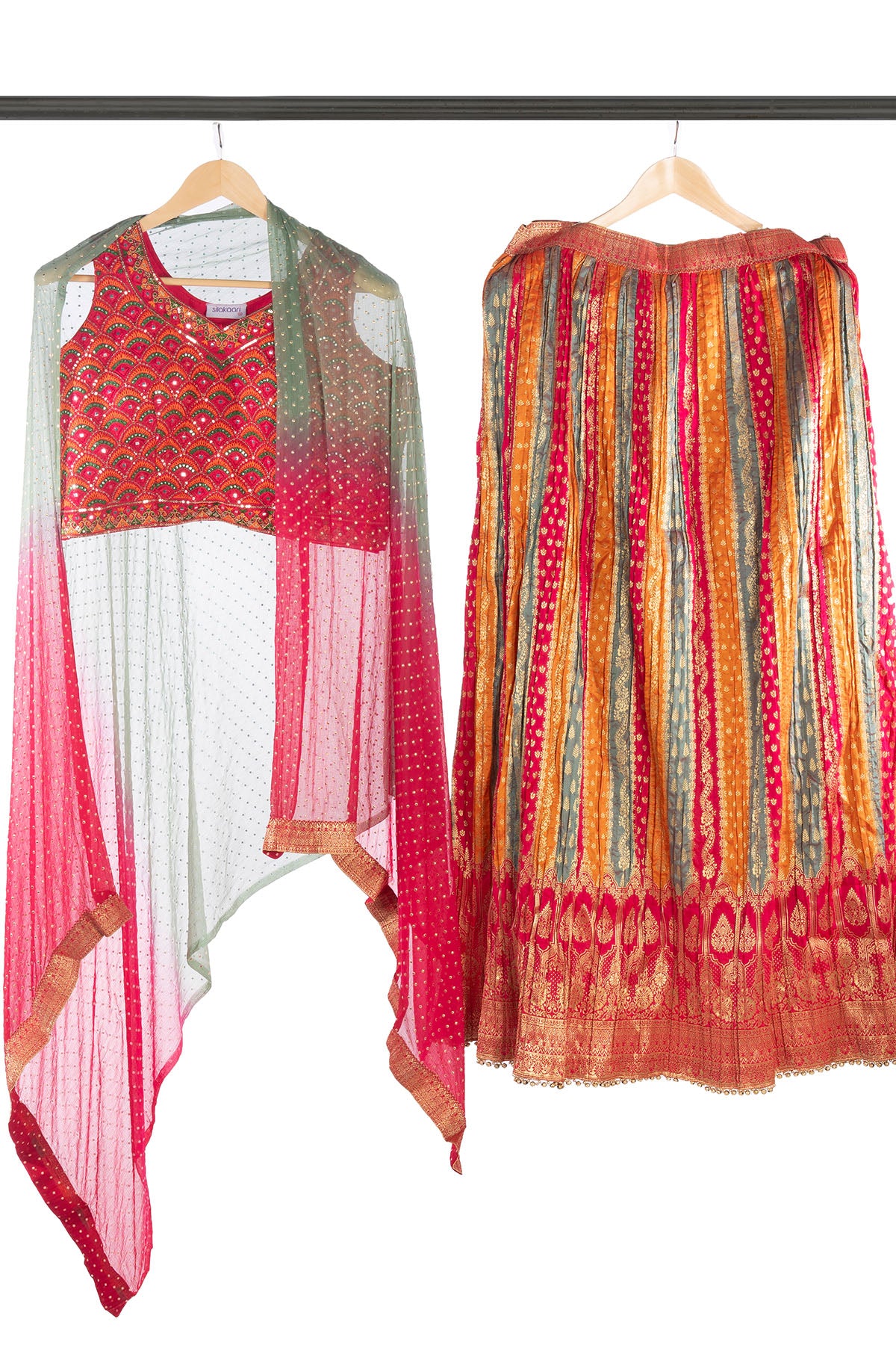 Silakaari Fancy Jaipuri Bandhani Silk Party Wear Lehenga Sharara set