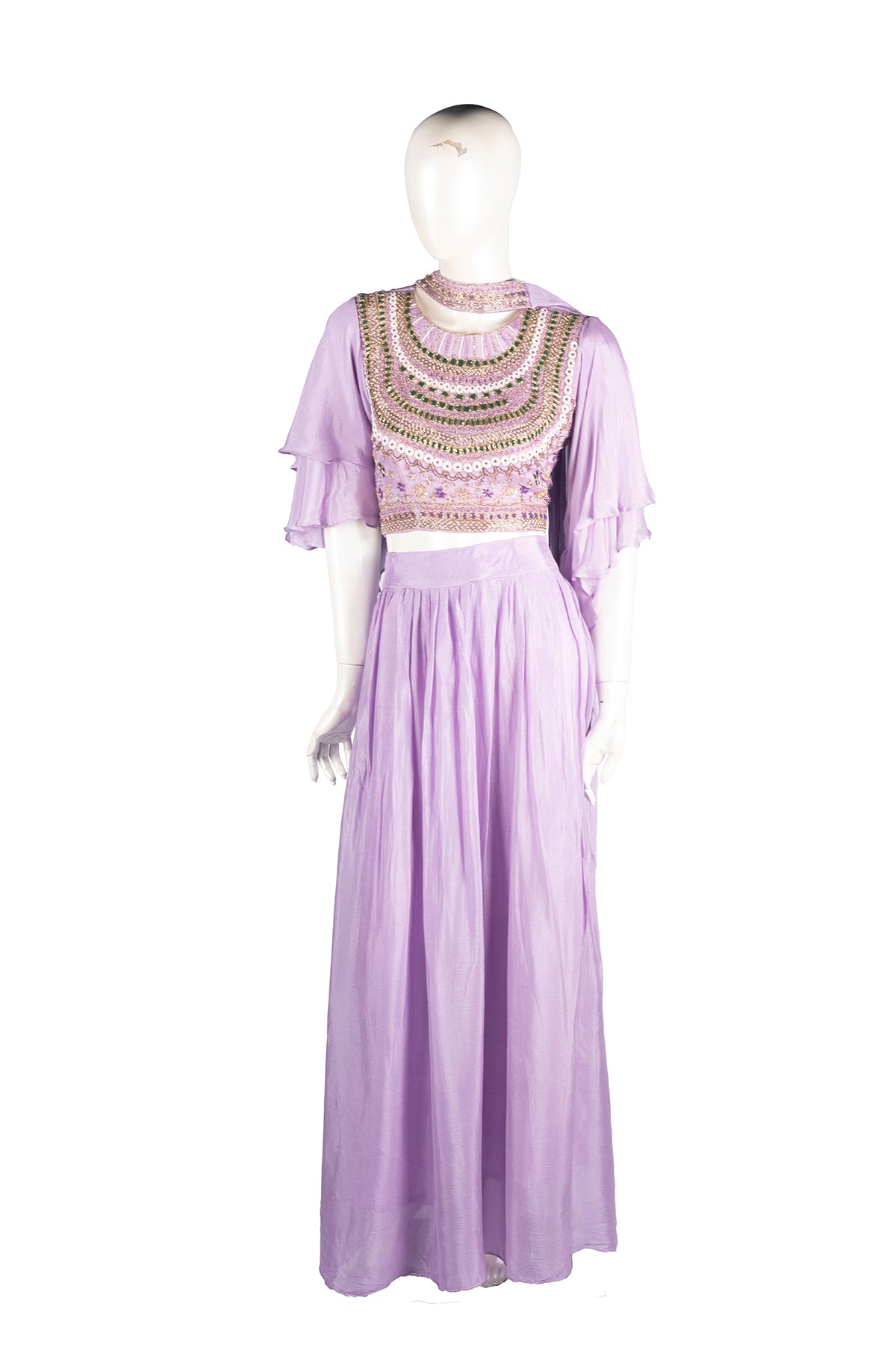 Silakaari Light Purle Fancy Pure Pearl Work Heavy Chiffon Lehenga Sharara set