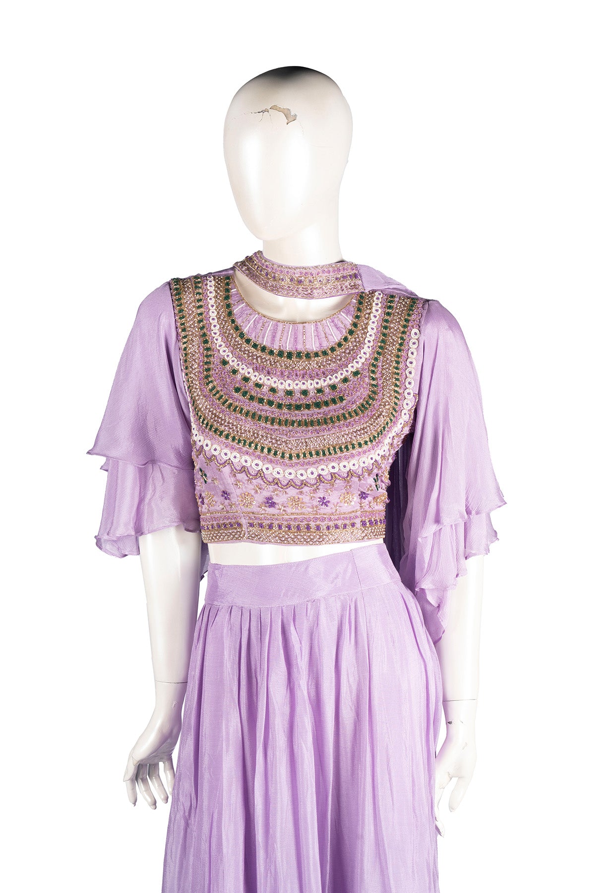 Silakaari Light Purle Fancy Pure Pearl Work Heavy Chiffon Lehenga Sharara set