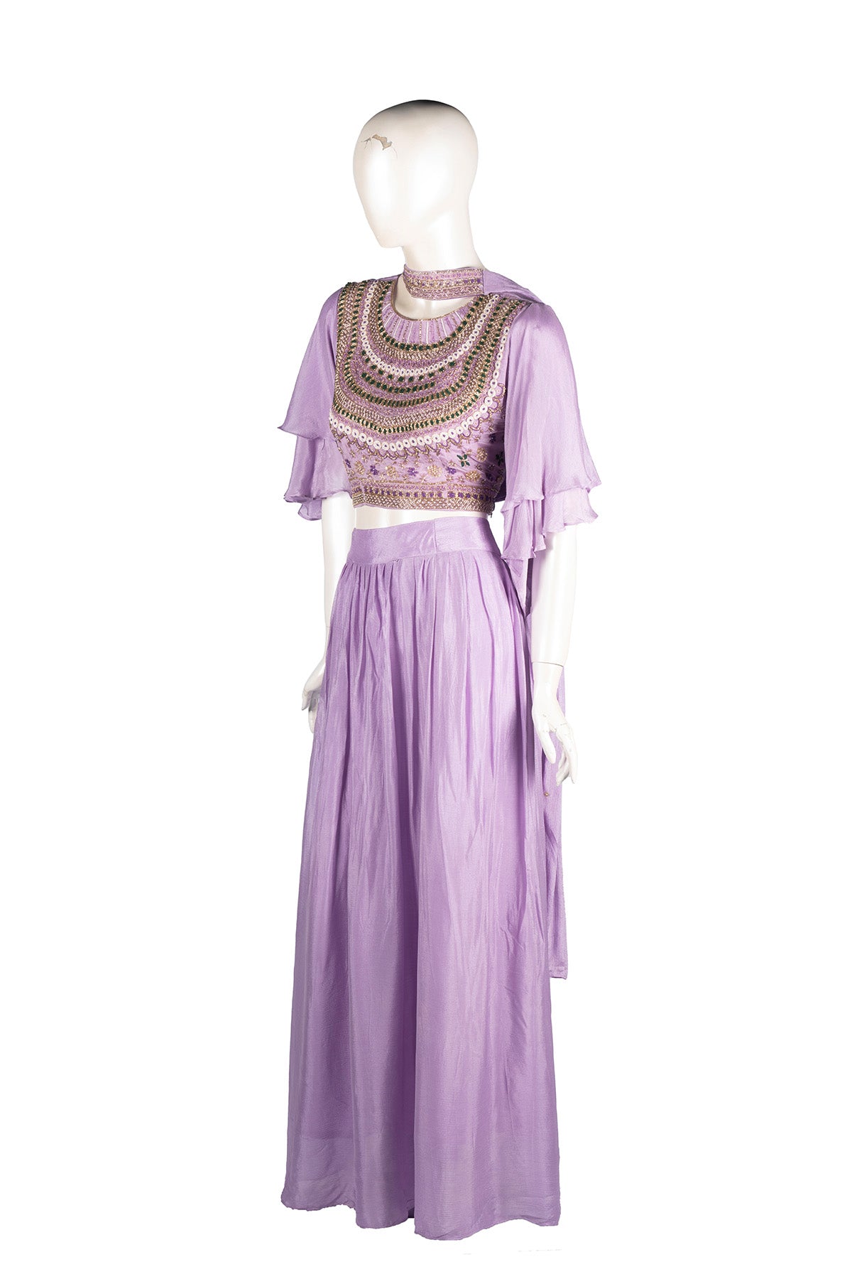 Silakaari Light Purle Fancy Pure Pearl Work Heavy Chiffon Lehenga Sharara set
