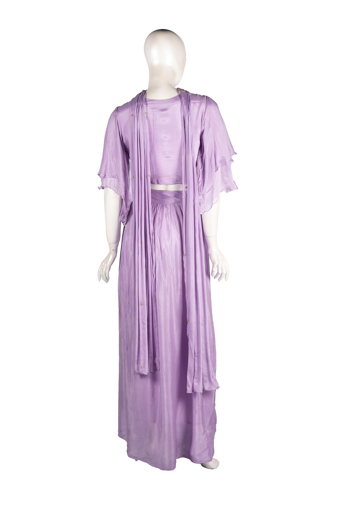 Silakaari Light Purle Fancy Pure Pearl Work Heavy Chiffon Lehenga Sharara set