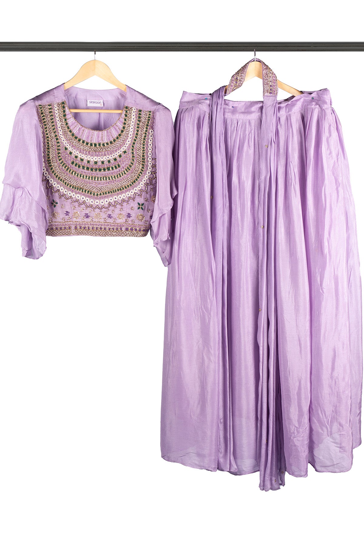 Silakaari Light Purle Fancy Pure Pearl Work Heavy Chiffon Lehenga Sharara set