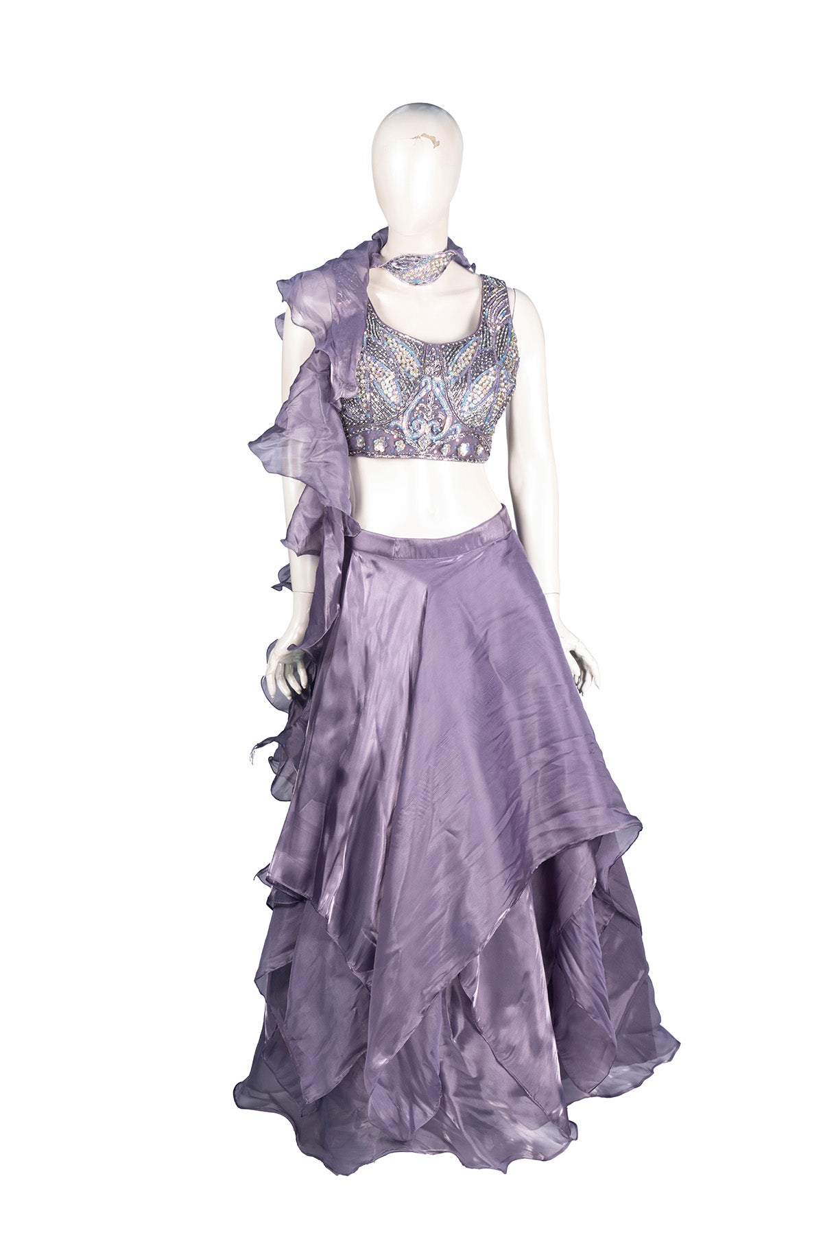 Silakaari Pearl Dimond Feminine Organza Lalick Dimond Lehenga Sharara Set