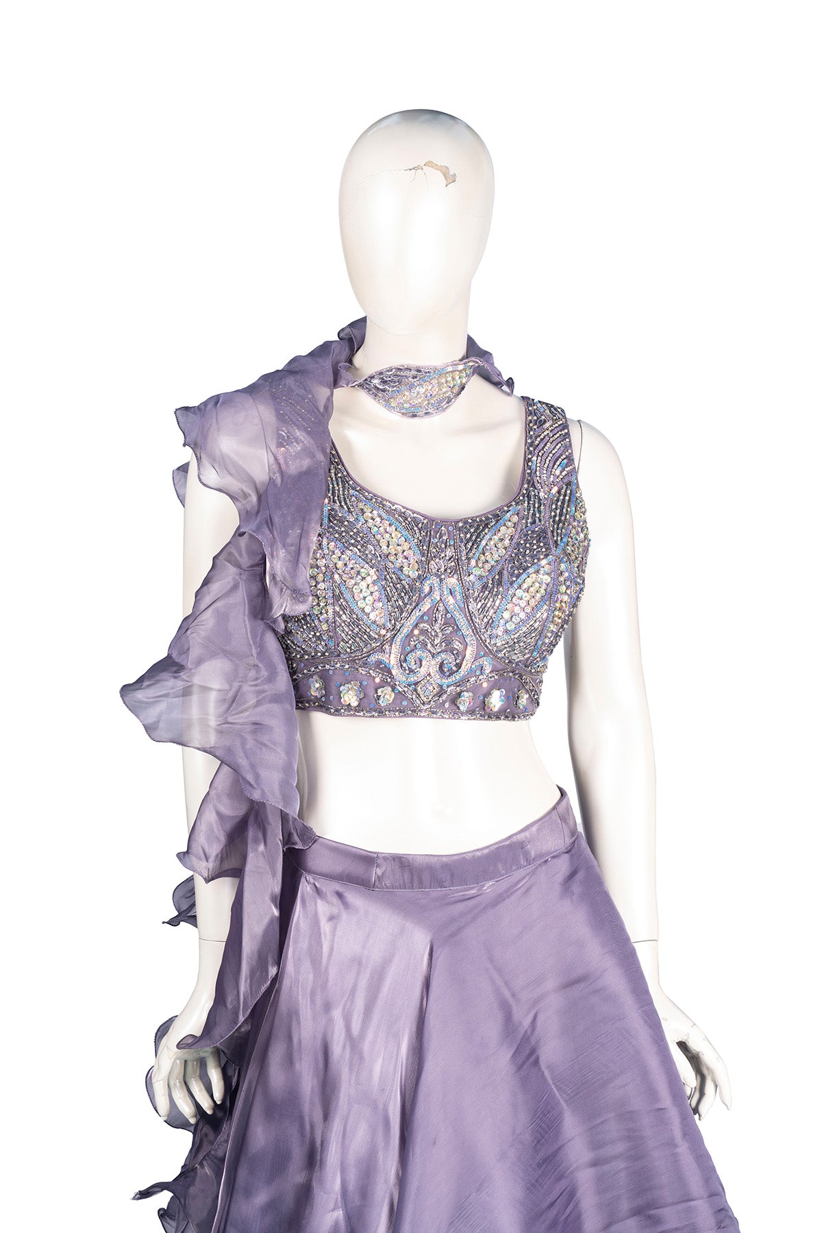 Silakaari Pearl Dimond Feminine Organza Lalick Dimond Lehenga Sharara Set