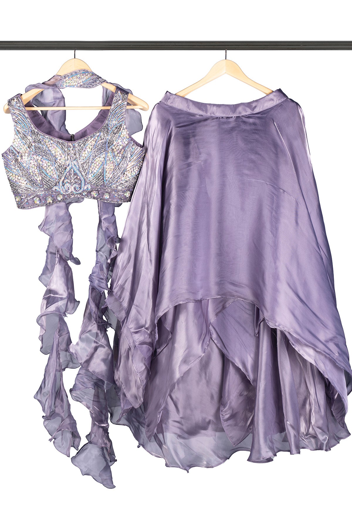 Silakaari Pearl Dimond Feminine Organza Lalick Dimond Lehenga Sharara Set