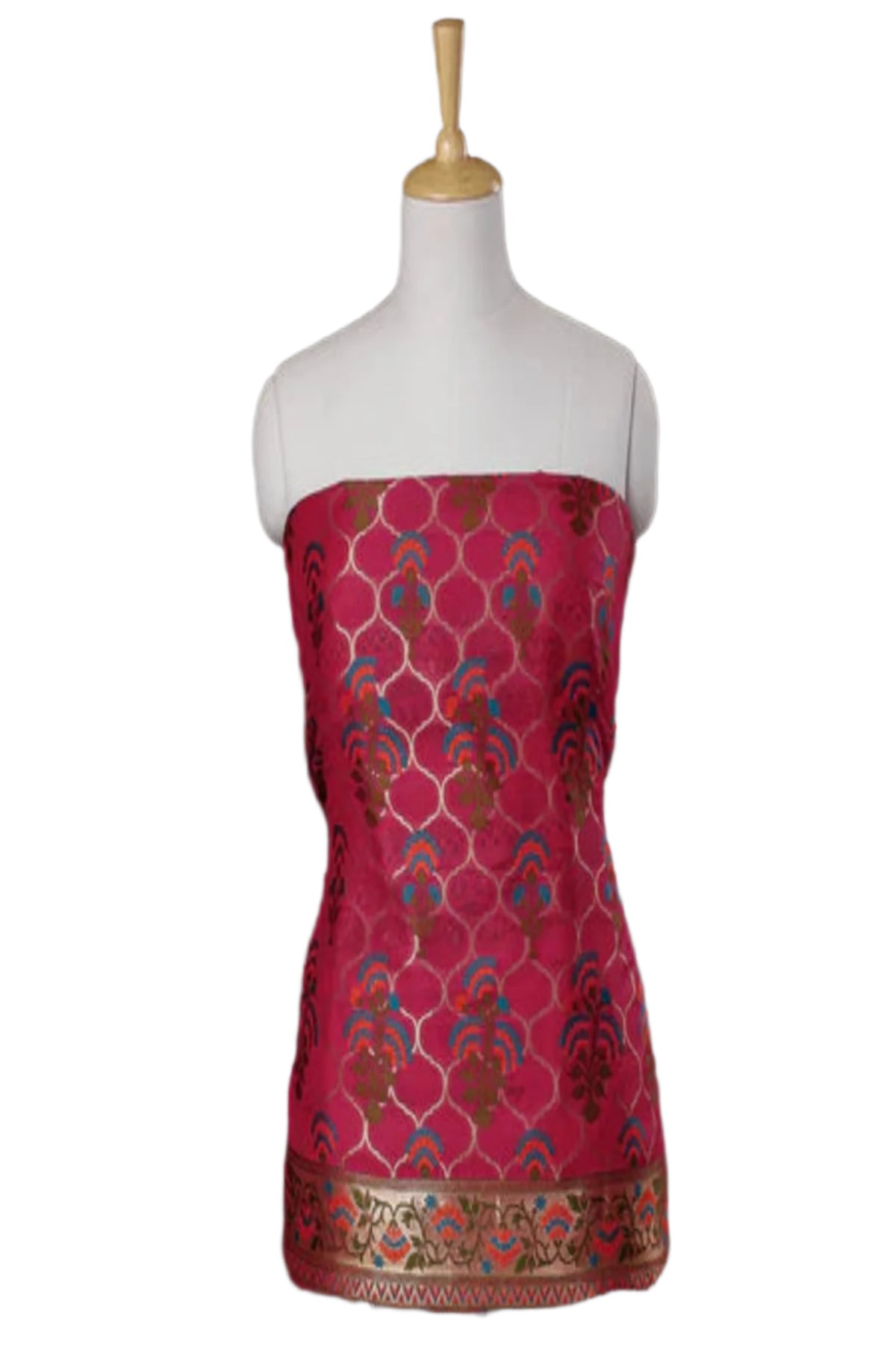 Silakaari Women's Maroon Zari Work Designer Banarasi Unstitched Dress Material