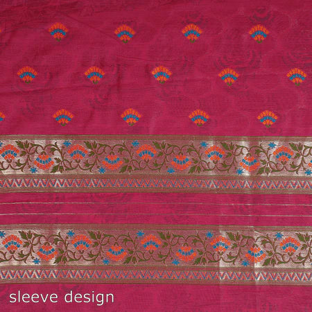 Silakaari Women's Maroon Zari Work Designer Banarasi Unstitched Dress Material