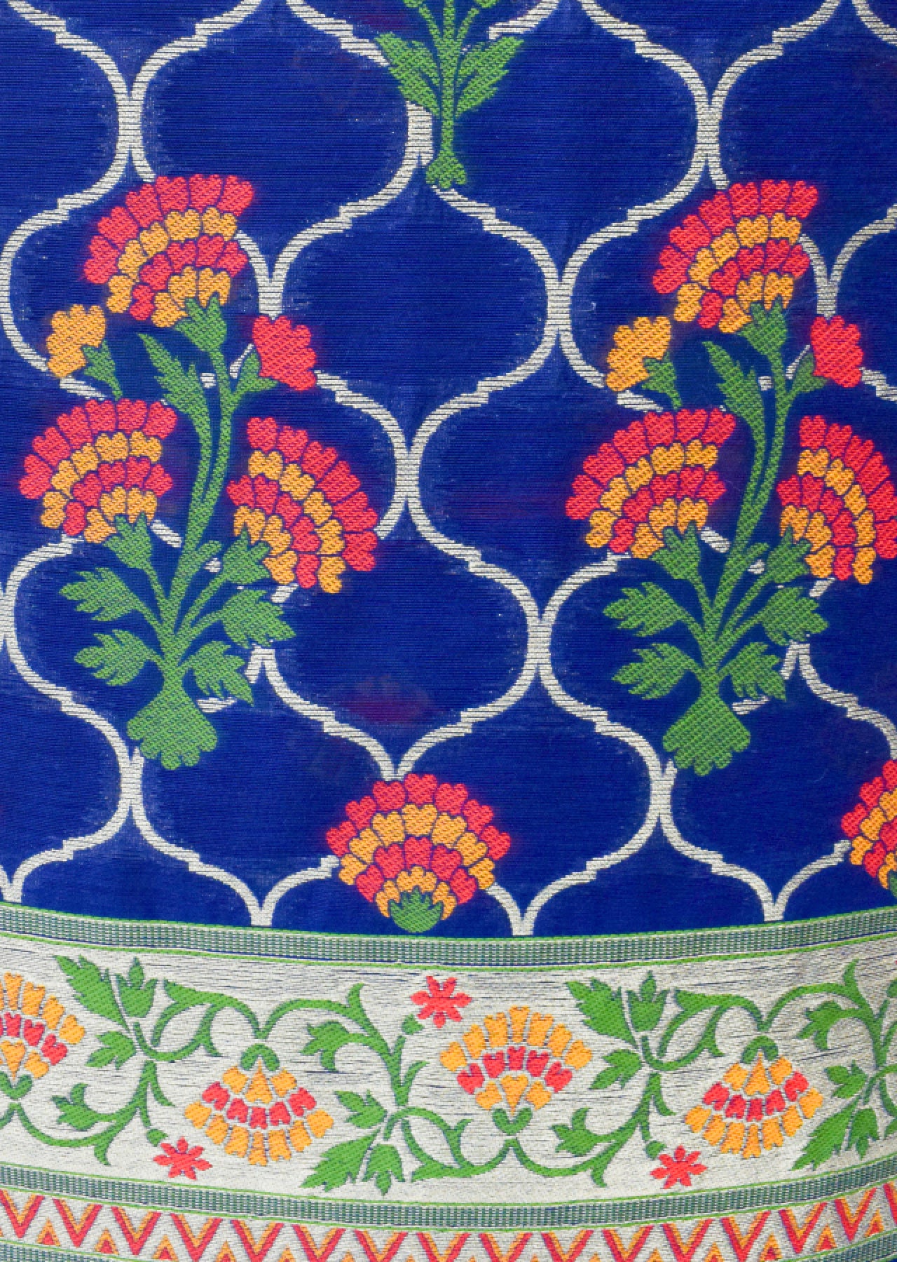 Silakaari Women's Navy Blue Zari Work Designer Banarasi Unstitched Dress Material