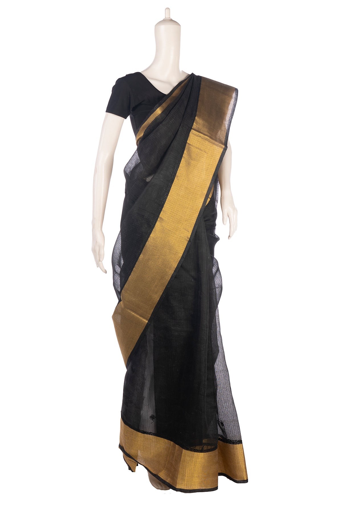 Silakaari Black Beauty Super Delux Pure Chanderi Lucknowi Premium Saree