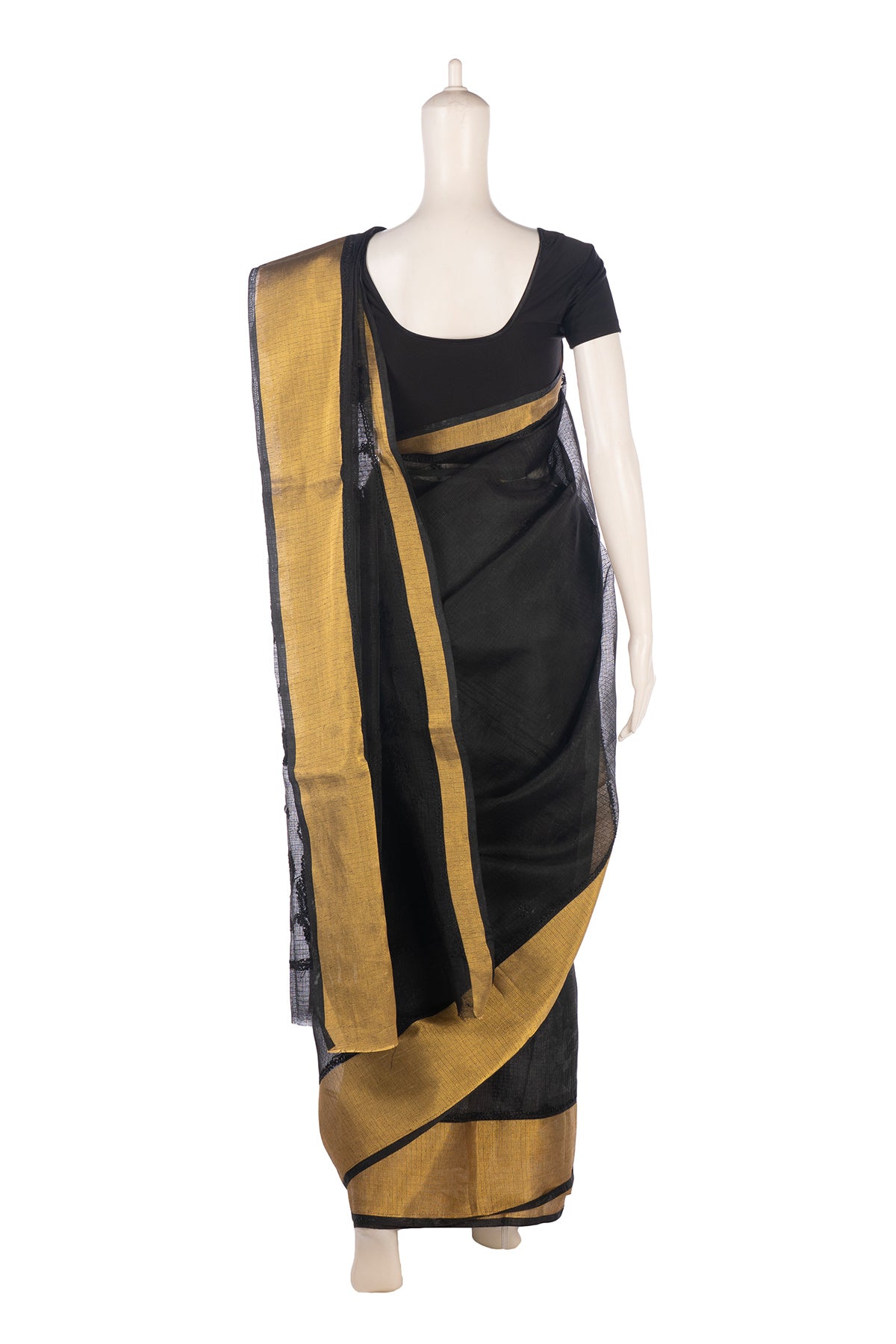 Silakaari Black Beauty Super Delux Pure Chanderi Lucknowi Premium Saree
