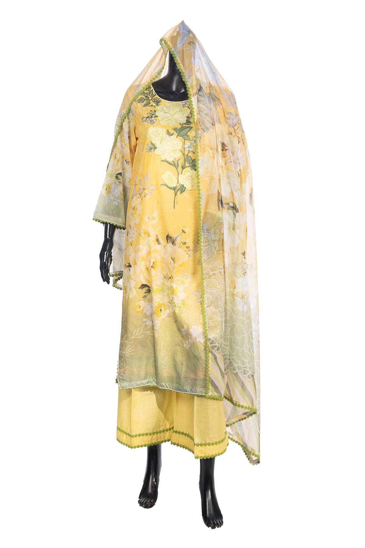 Silakaari Jadeed Pure Lawn PartyWear Organza Heavy Embroidery Pakistani Ready-Made Dress