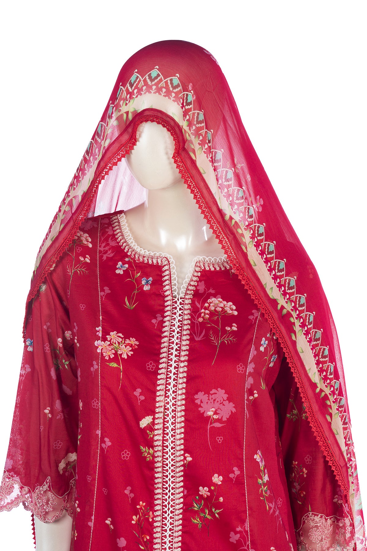 Silakaari Saaz Hot Pink Pure Lawn Embroidery Organza Patch Work  Ready-Made Dress