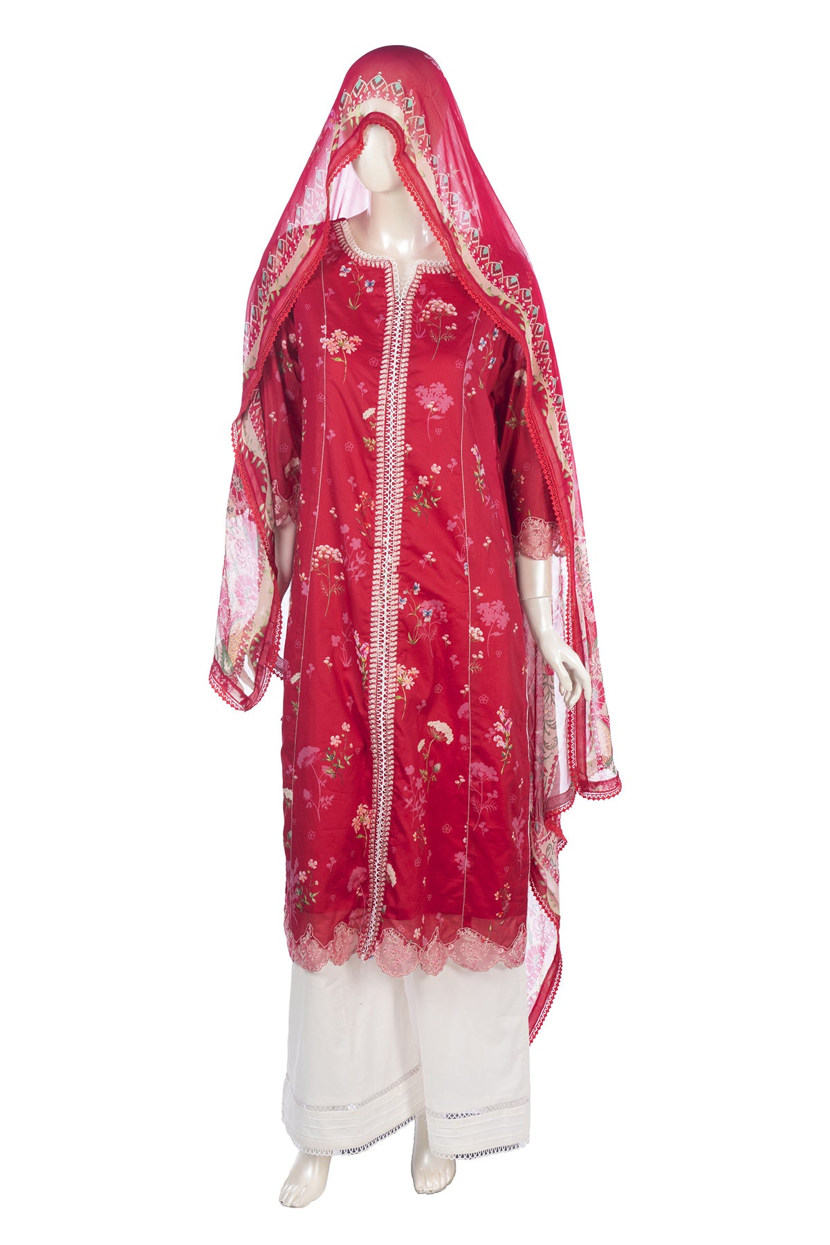 Silakaari Saaz Hot Pink Pure Lawn Embroidery Organza Patch Work Ready-Made Dress