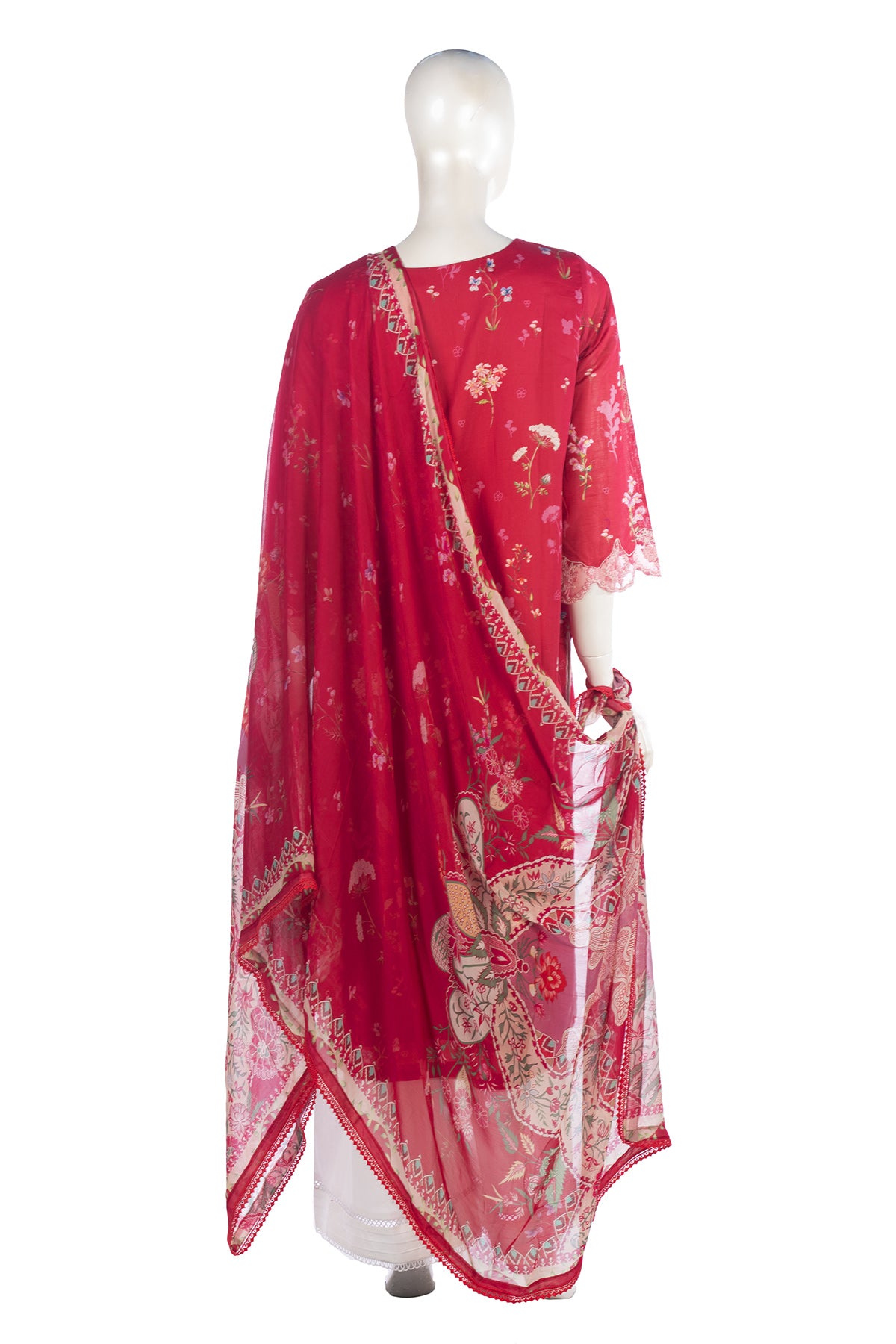 Silakaari Saaz Hot Pink Pure Lawn Embroidery Organza Patch Work  Ready-Made Dress