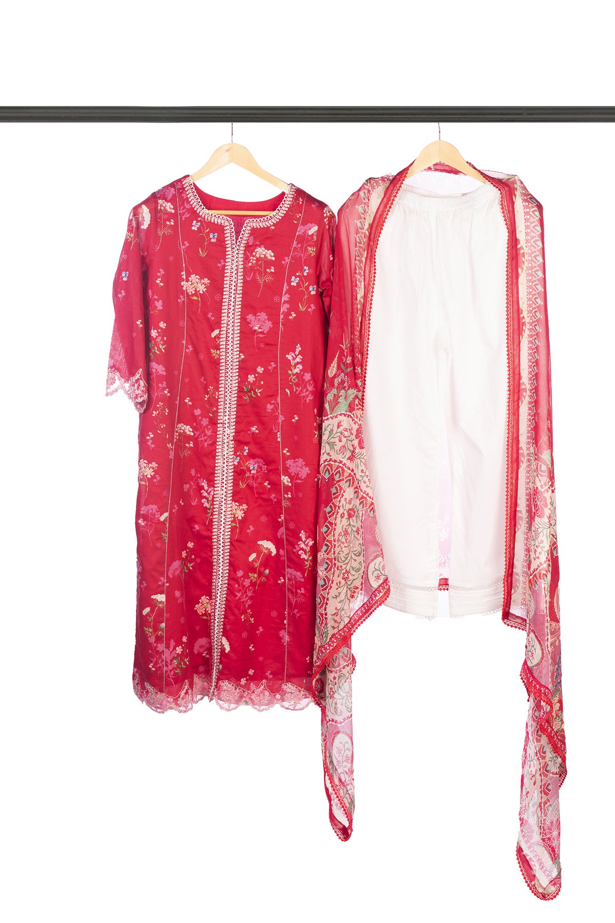 Silakaari Saaz Hot Pink Pure Lawn Embroidery Organza Patch Work  Ready-Made Dress