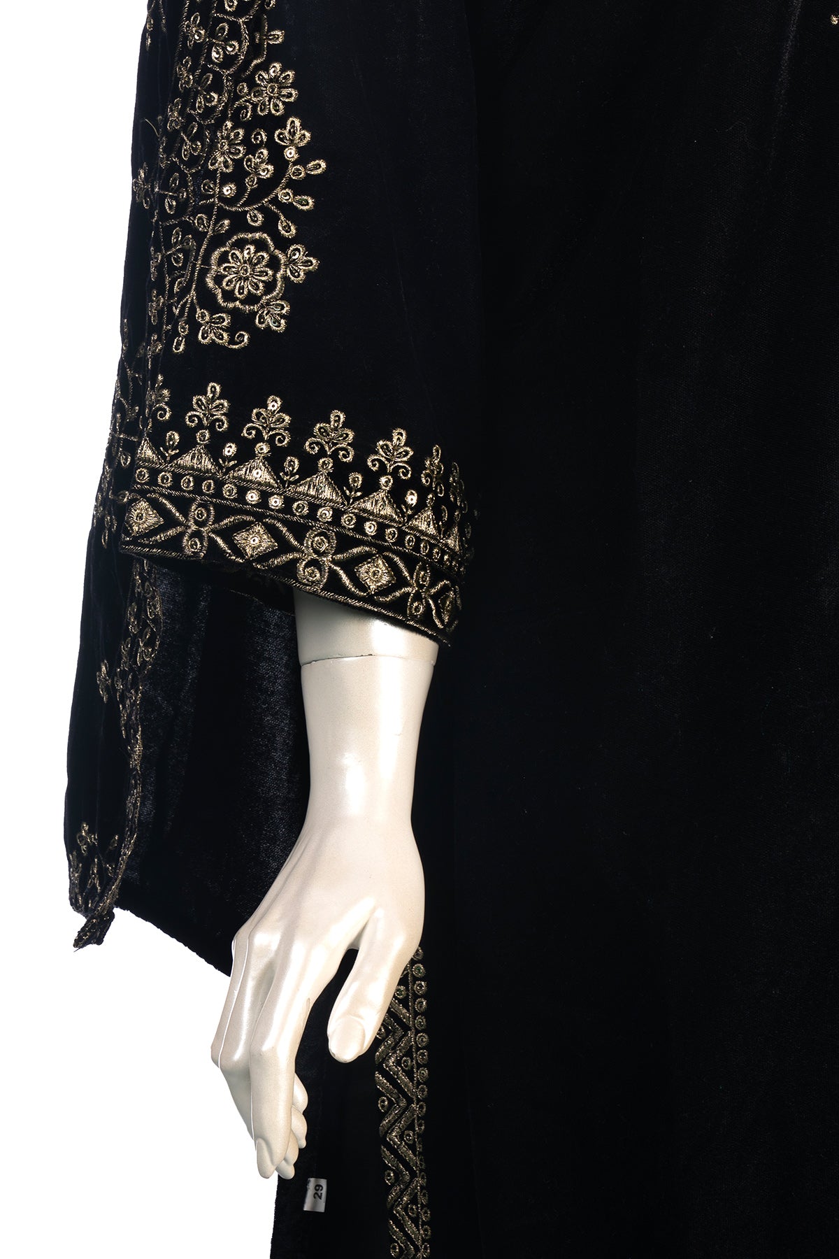 Black Classic Velvet Embroidery Work Heavy Bridal Kurti Pant Set