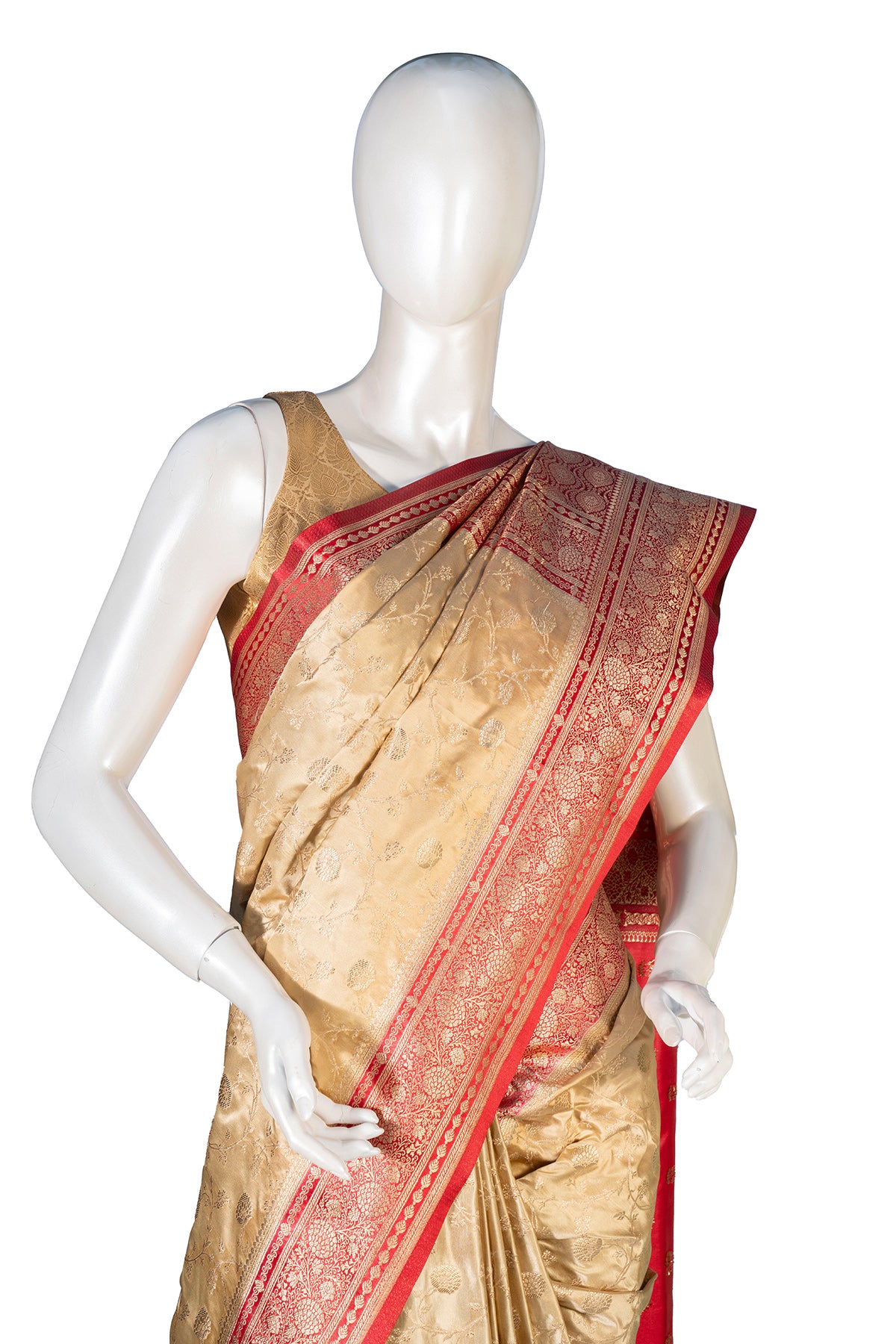 Silakaari Cherry Red Zari Woven Pure Banarasi Silk Saree