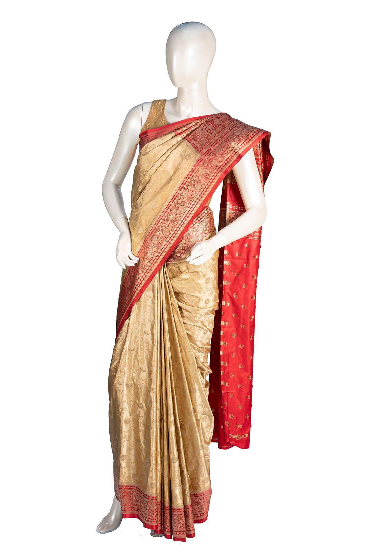 Silakaari Cherry Red Zari Woven Pure Banarasi Silk Saree