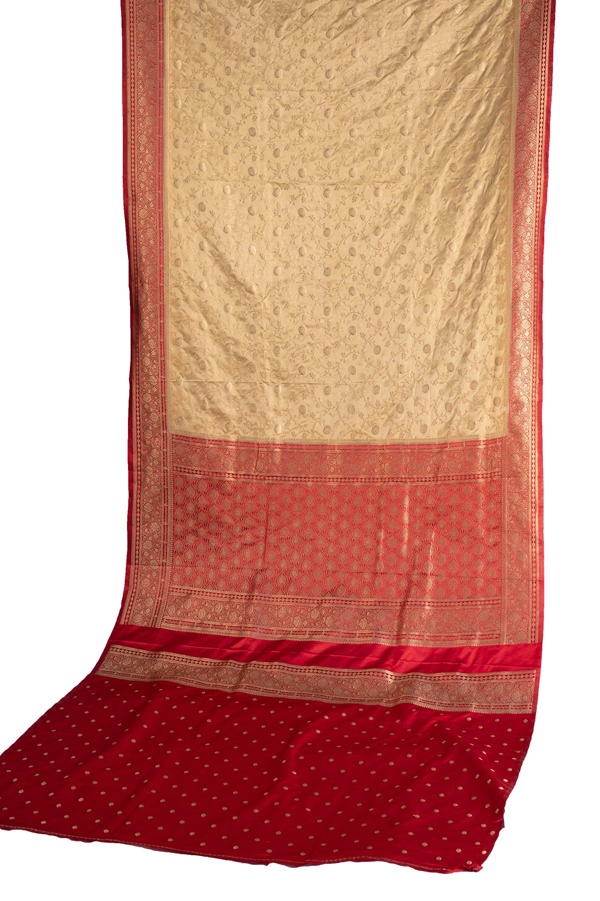 Silakaari Cherry Red Zari Woven Pure Banarasi Silk Saree