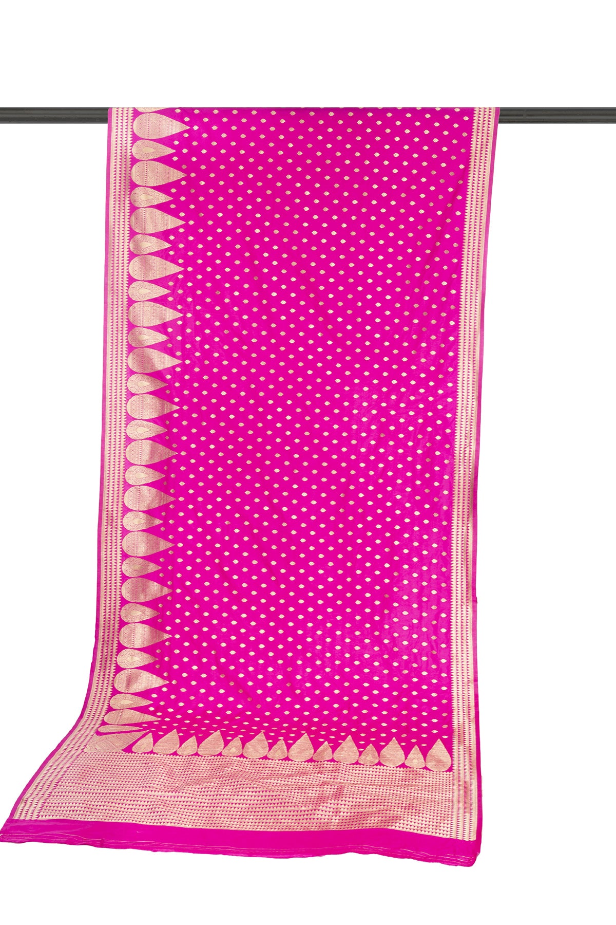 Silakaari Azmaish Hot Pink-Gold Tone Woven Silk Banarasi Saree