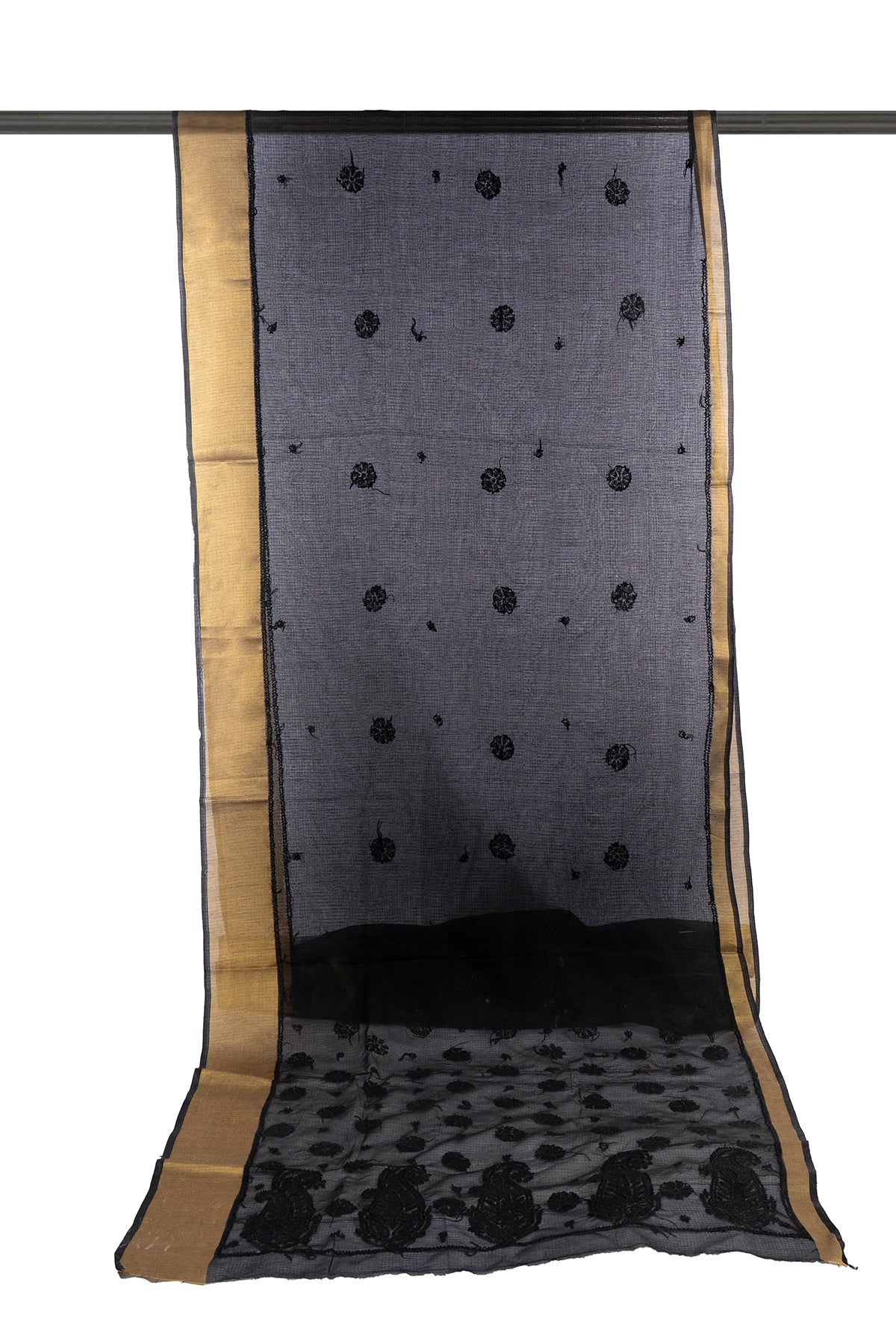 Silakaari Black Beauty Super Delux Pure Chanderi Lucknowi Premium Saree