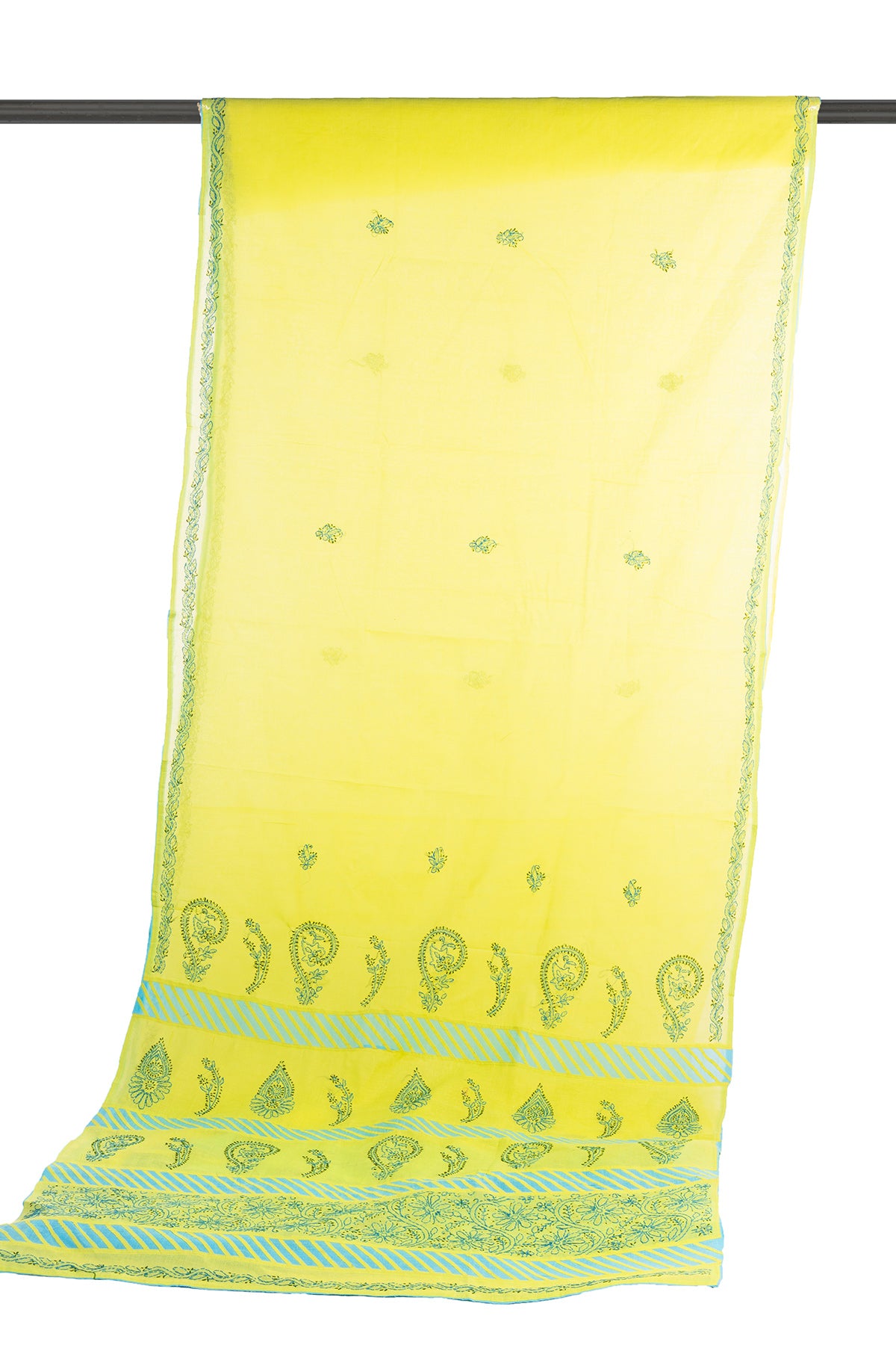 Silakaari Samiksha Green-Blue Patch work Pure Lucknowi Casual Wear Premium Saree