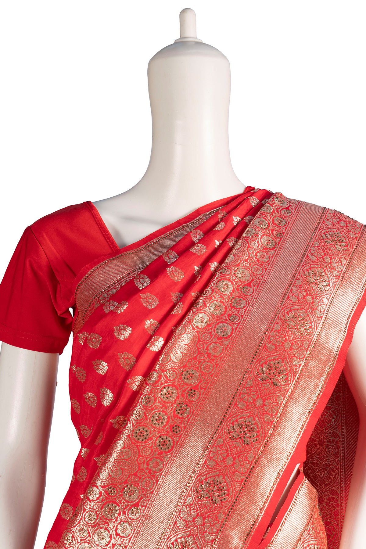 Silakaari Haseen Orangish-Gold Zari Hand Work Zardosi Tassels Pure Silk Heavy Bridal Saree