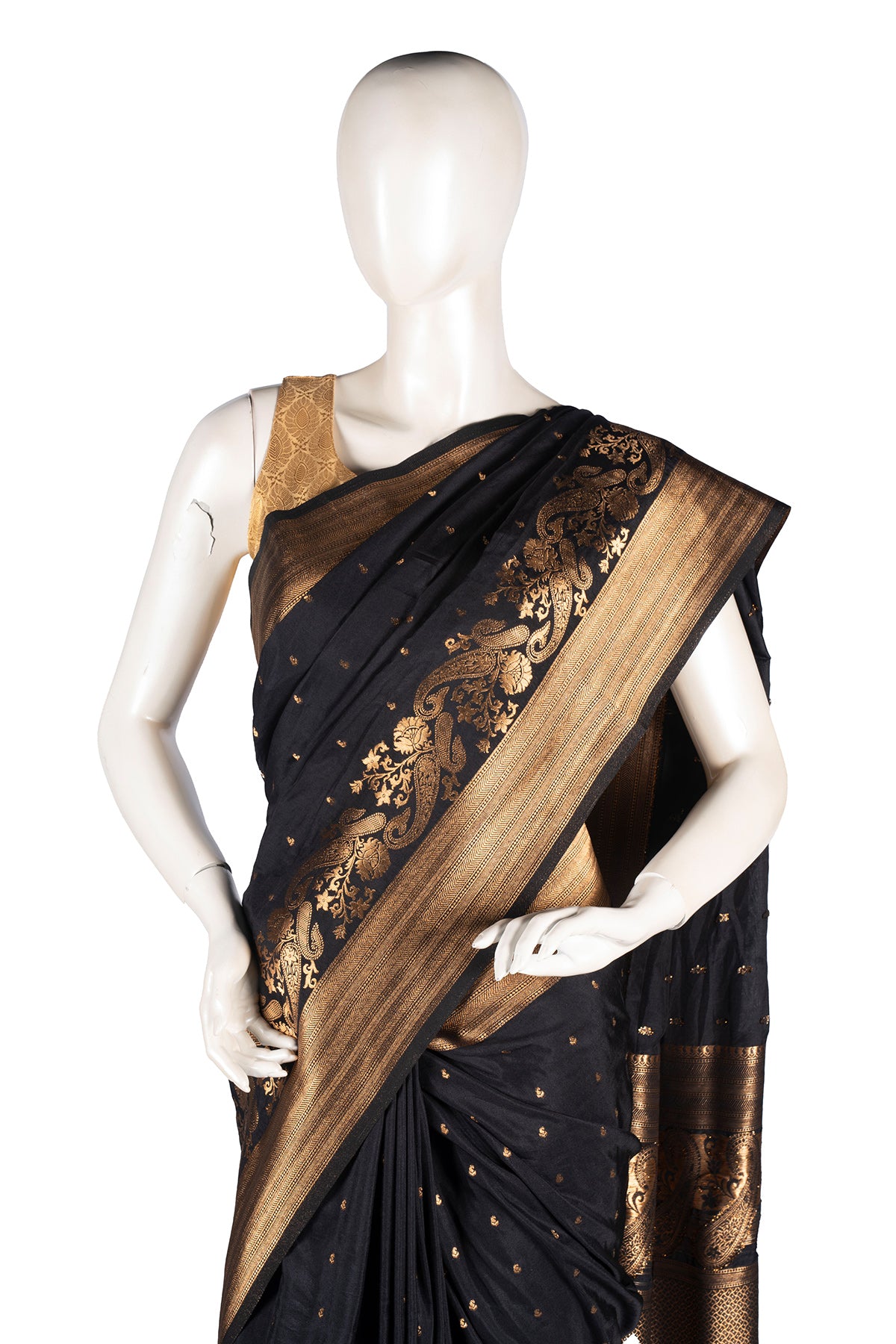 Silakaari Divine Black Soft Jacquard Banarasi Saree